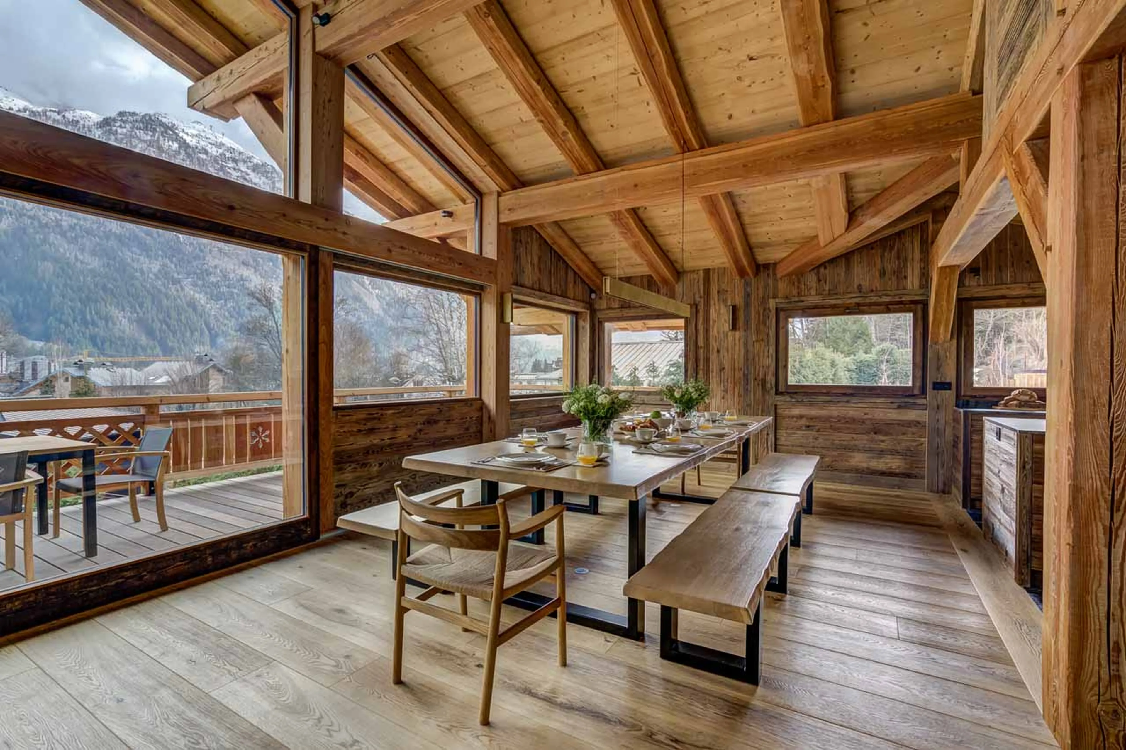 Dining area at Chalet Alaska in Chamonix