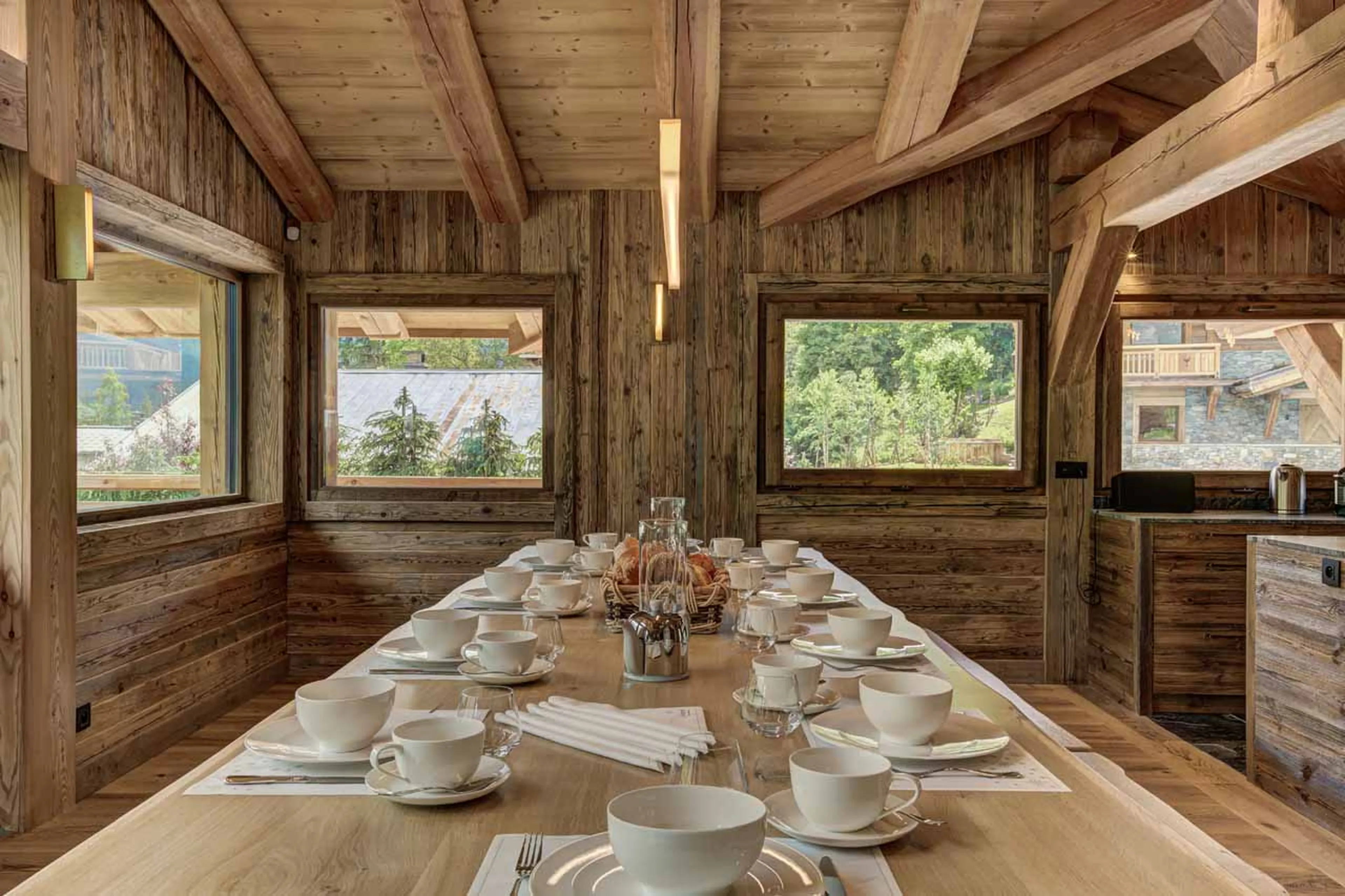 Dining area at Chalet Alaska in Chamonix