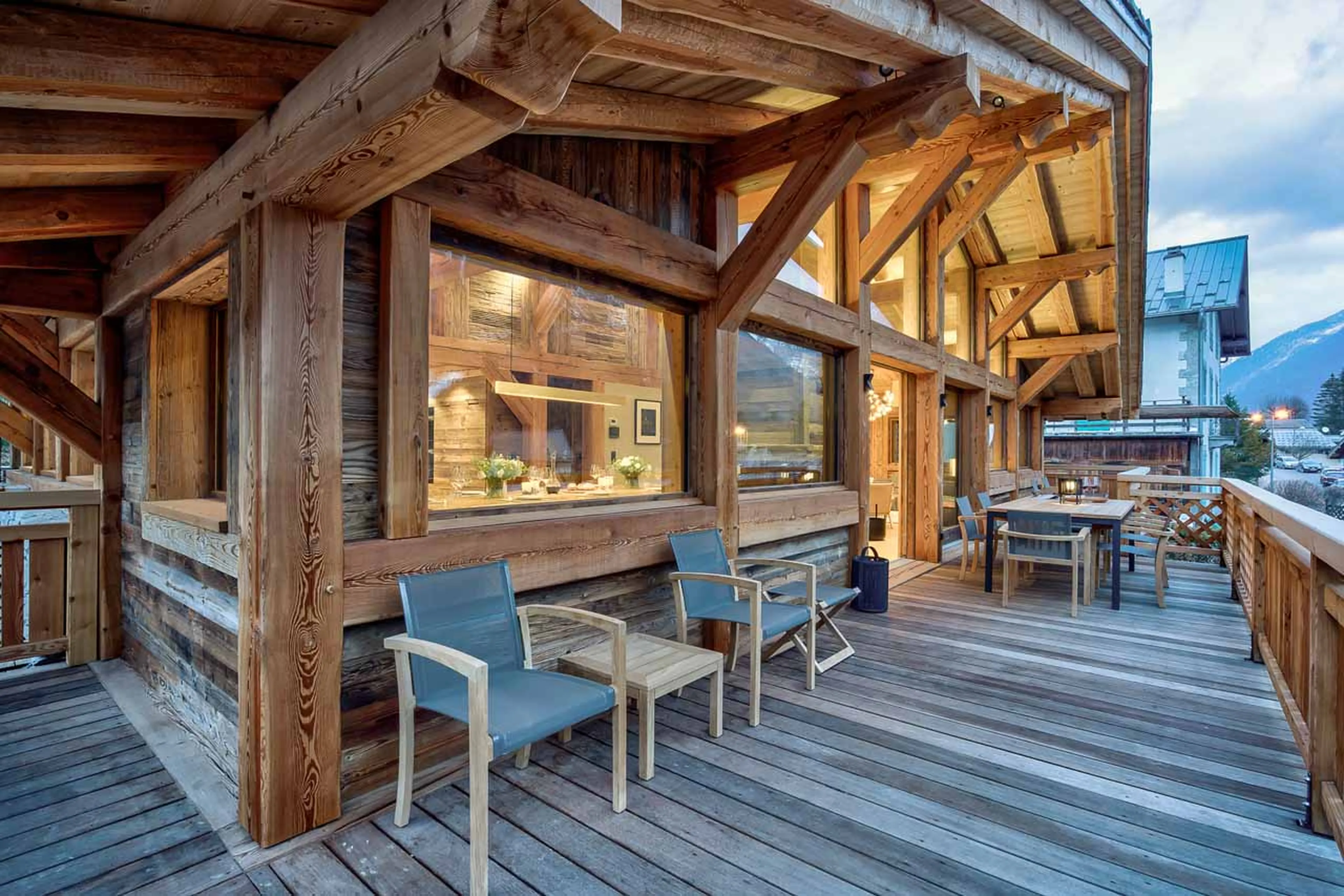 Terrace seating at Chalet Alaska in Chamonix