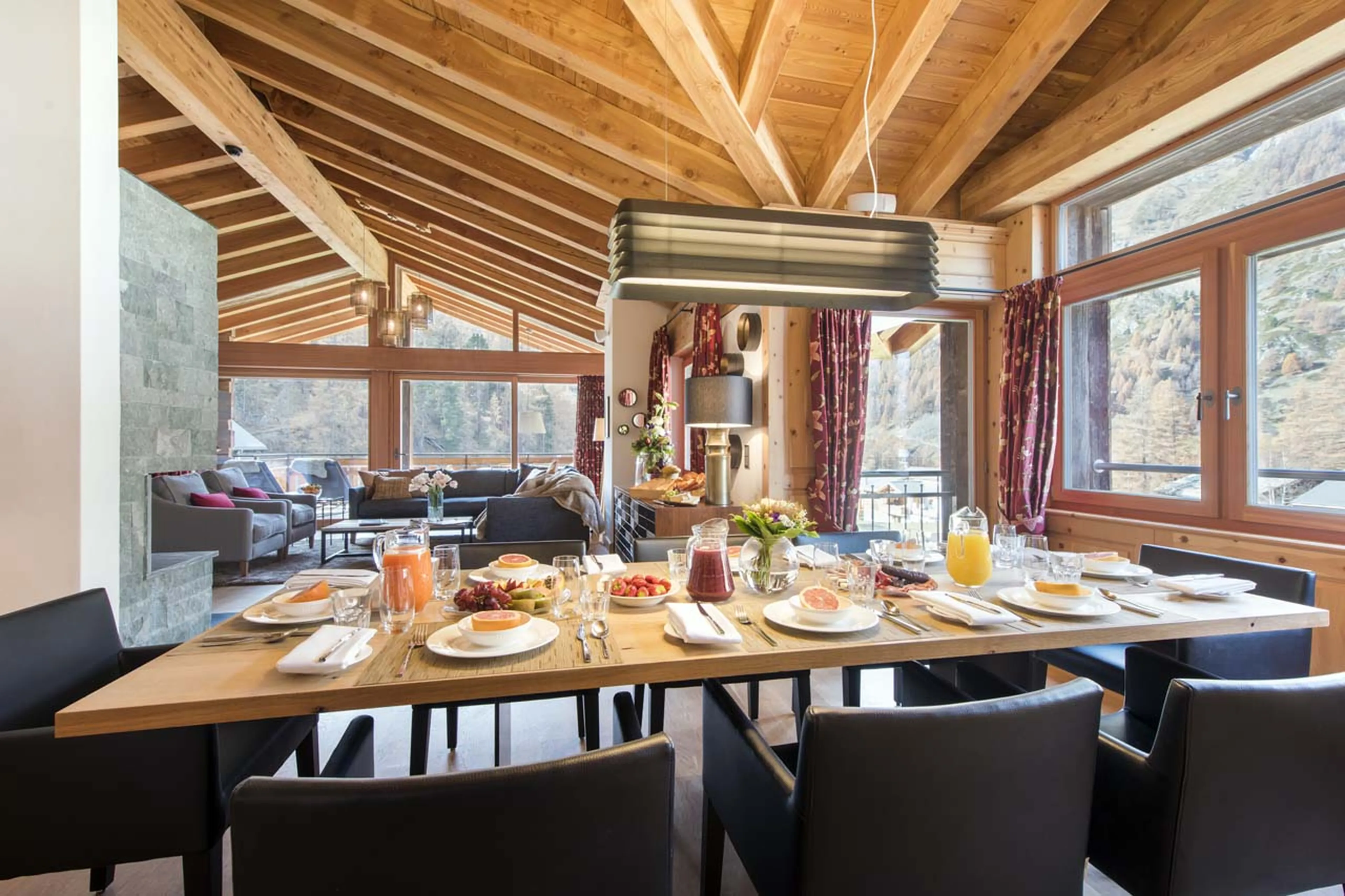 Dining area at Chalet Alex in Zermatt