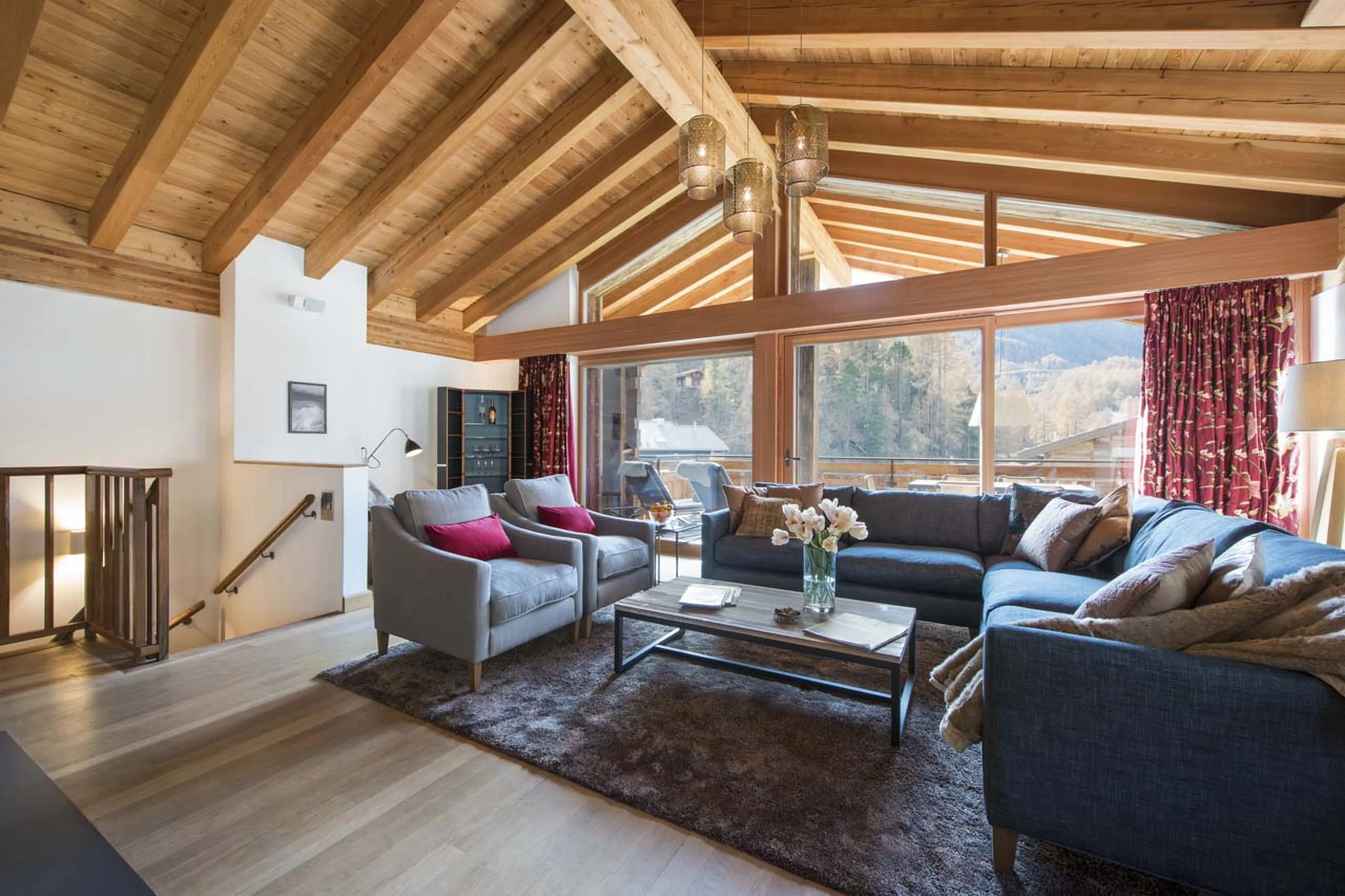 Balcony of living area at Chalet Alex in Zermatt