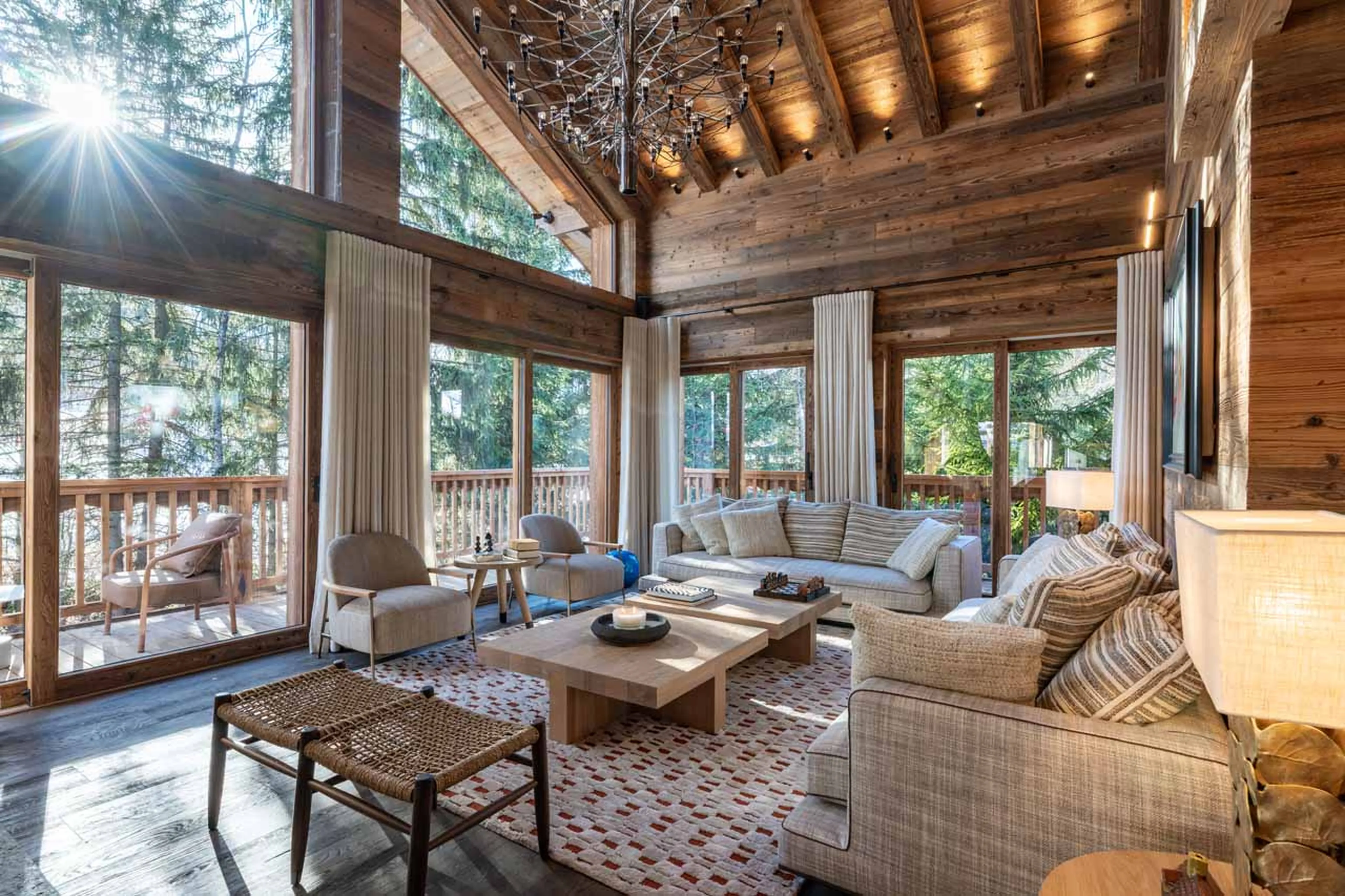 Living area views at Chalet Alice in Meribel