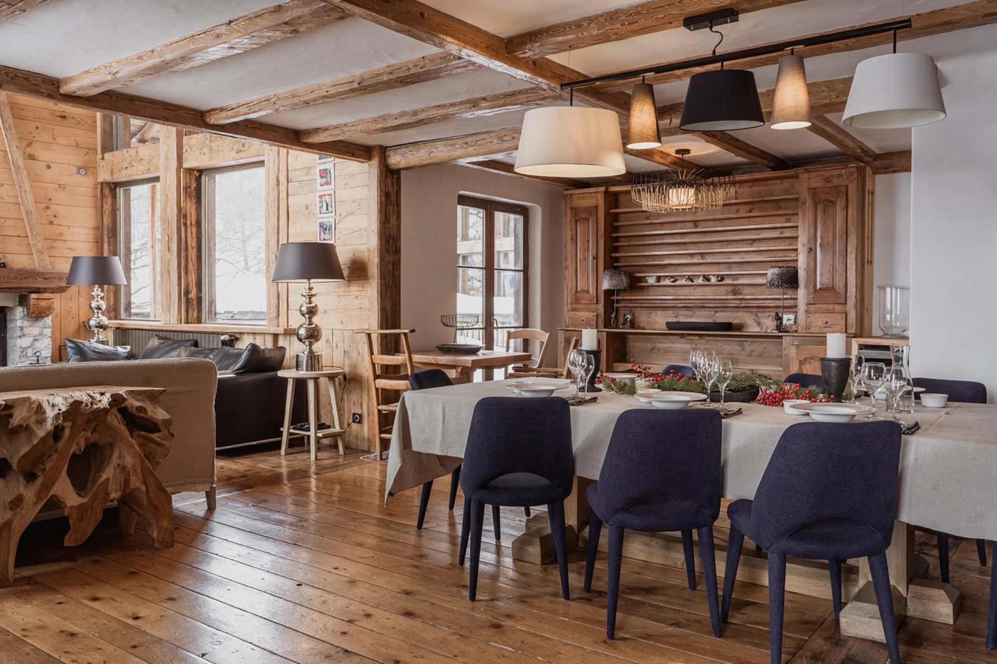 Dining area at Chalet Alice in Val d'Isere