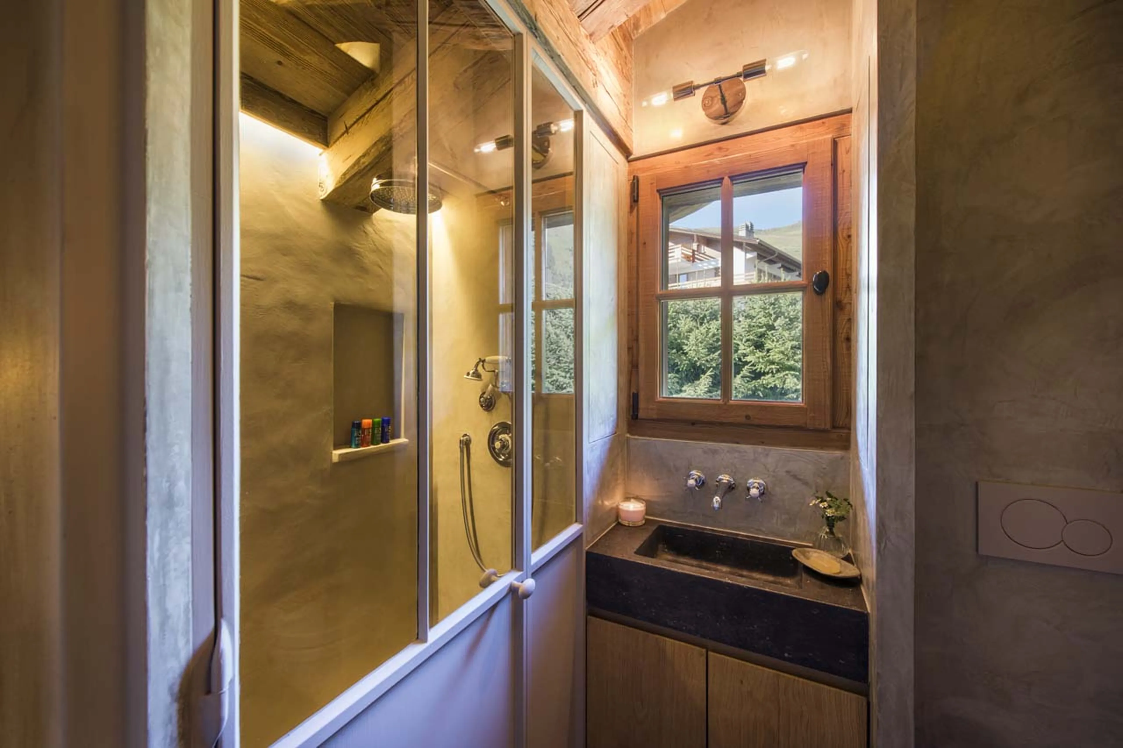 Private shower room at Chalet Aline in Verbier