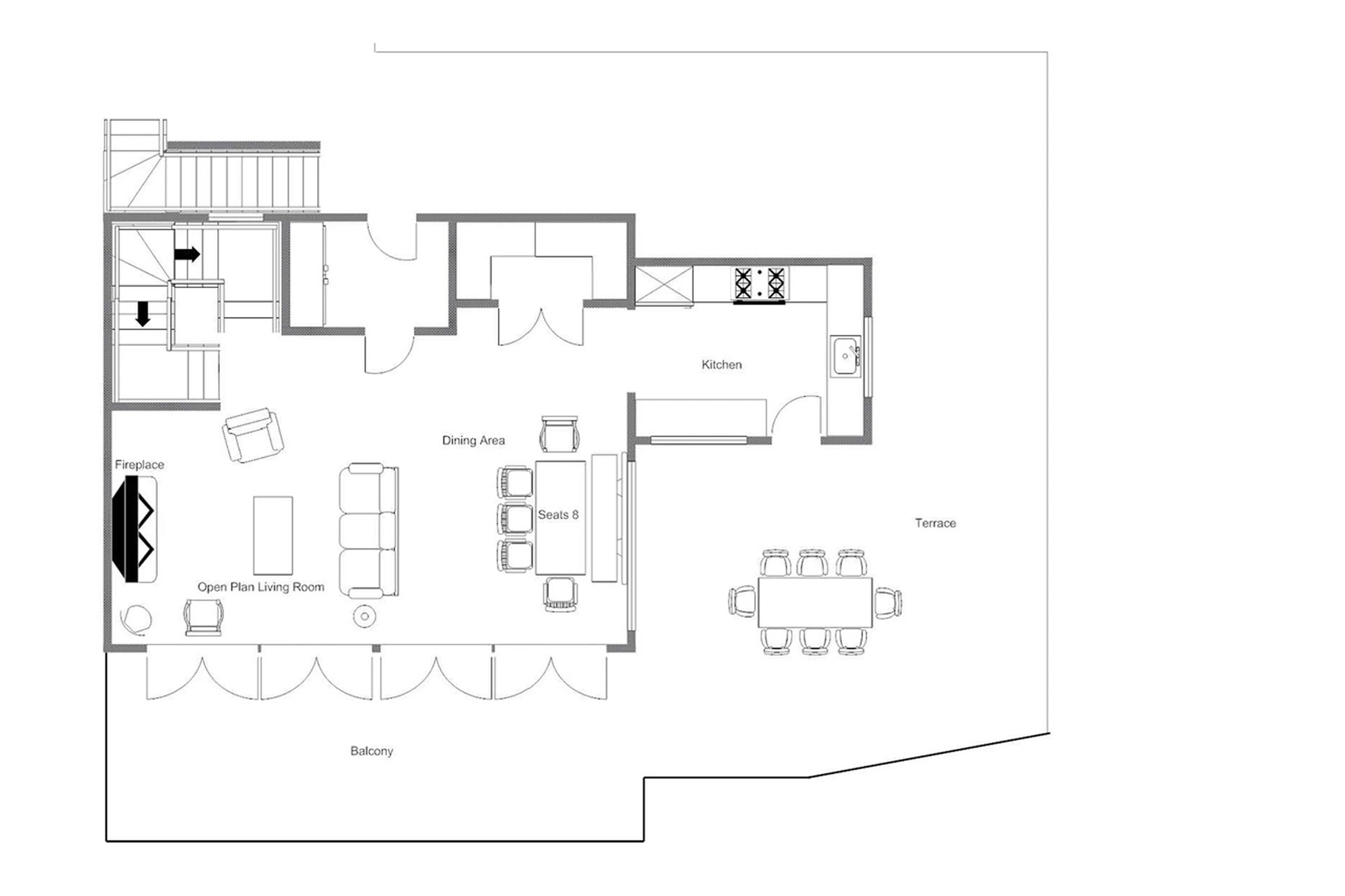 Level 1 floor plan of Chalet Aline in Verbier