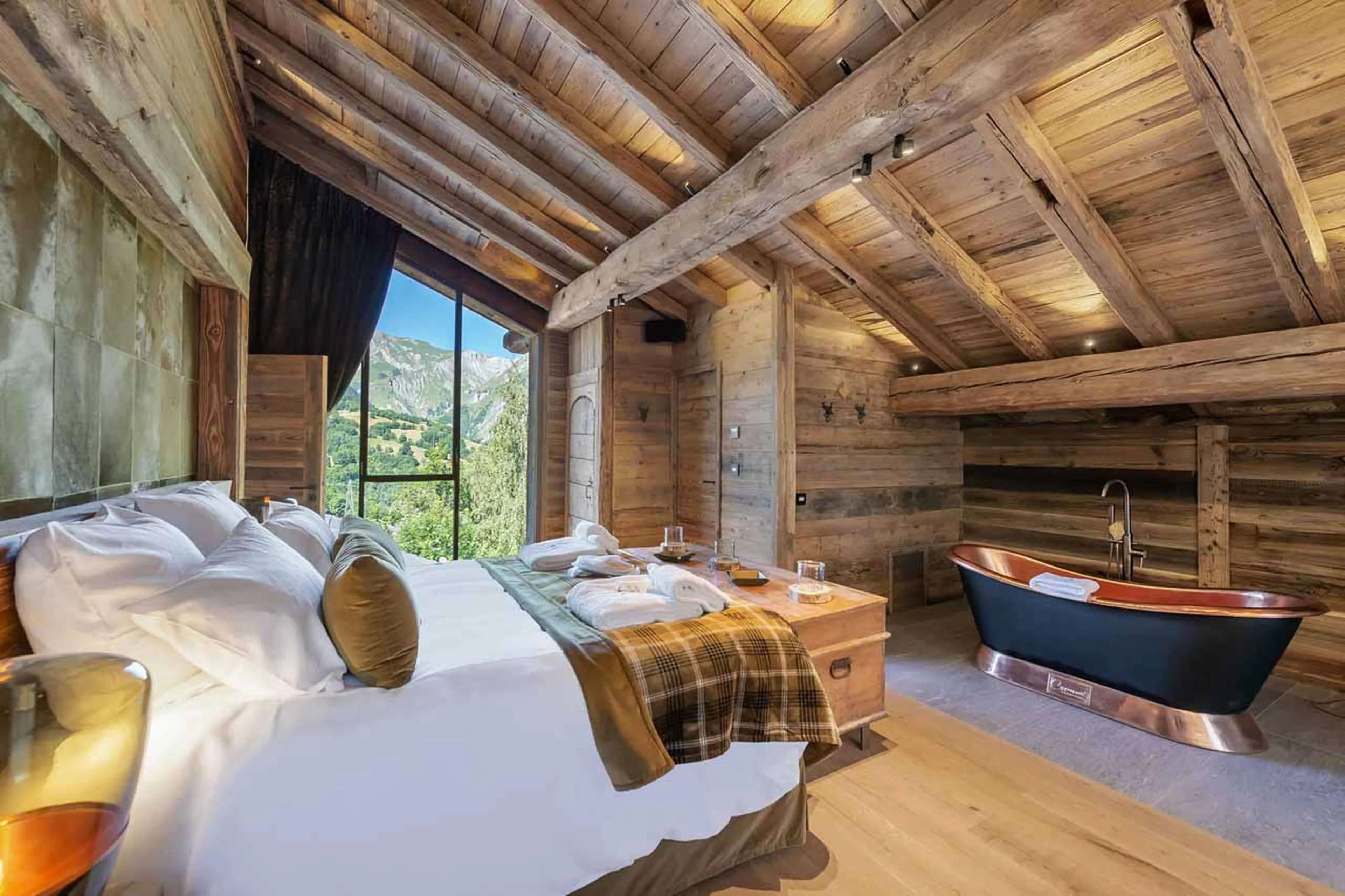 Bedroom one at Chalet Aloha in St Martin de Belleville