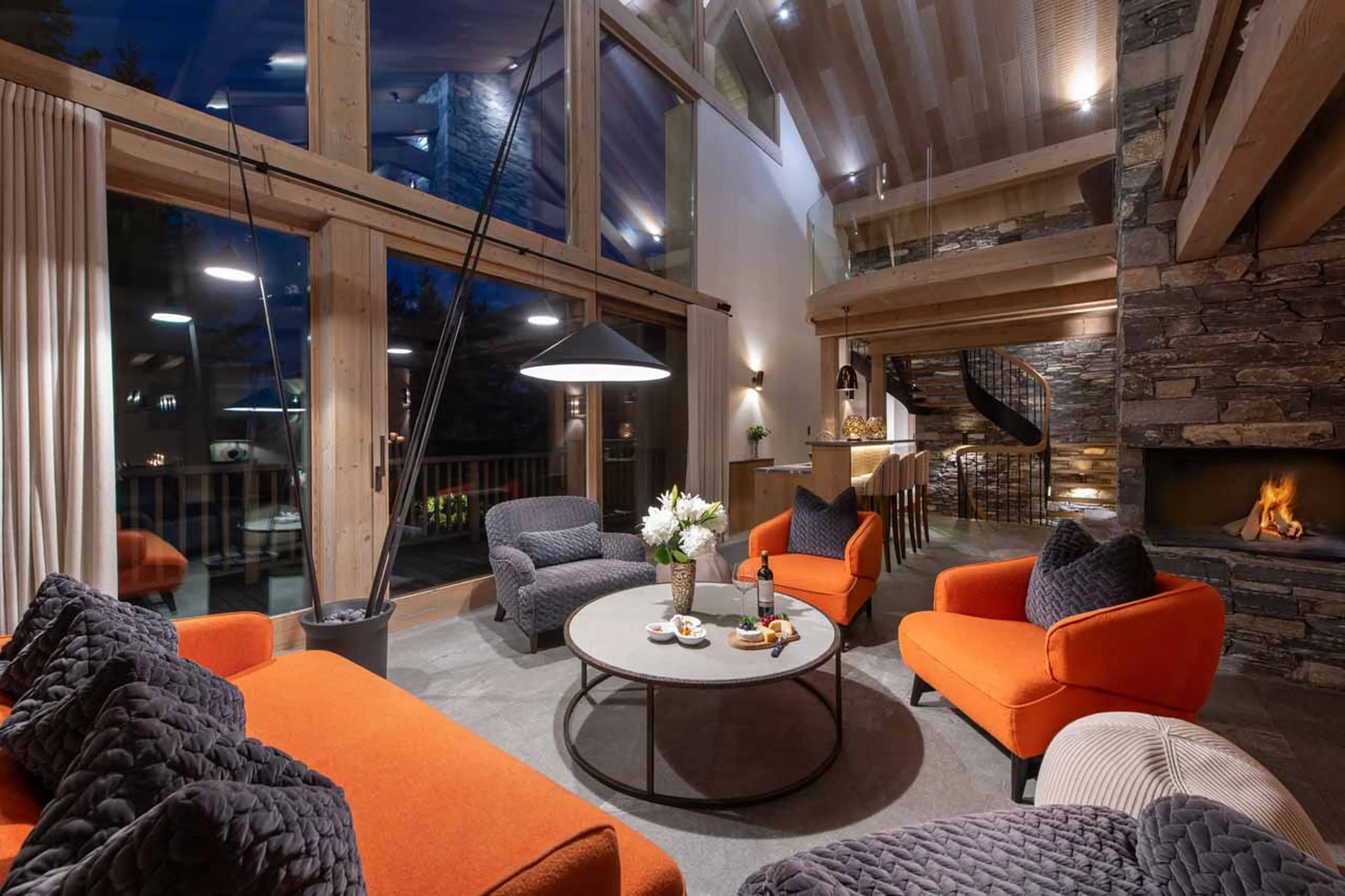 Open plan living and dining area at Chalet Alpaca in Meribel
