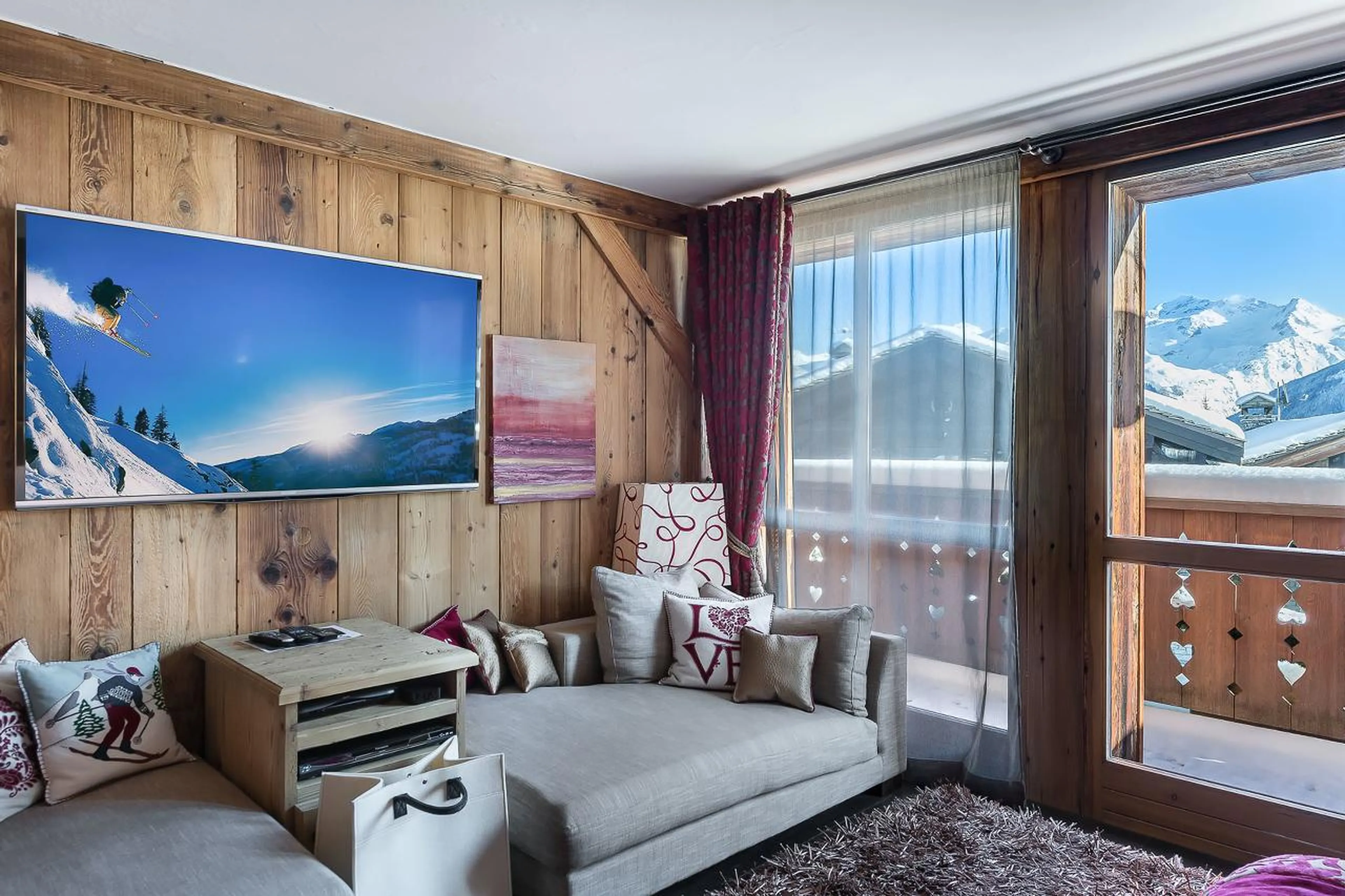 Apple TV in bedroom one at Chalet Alpette in Courchevel 1550