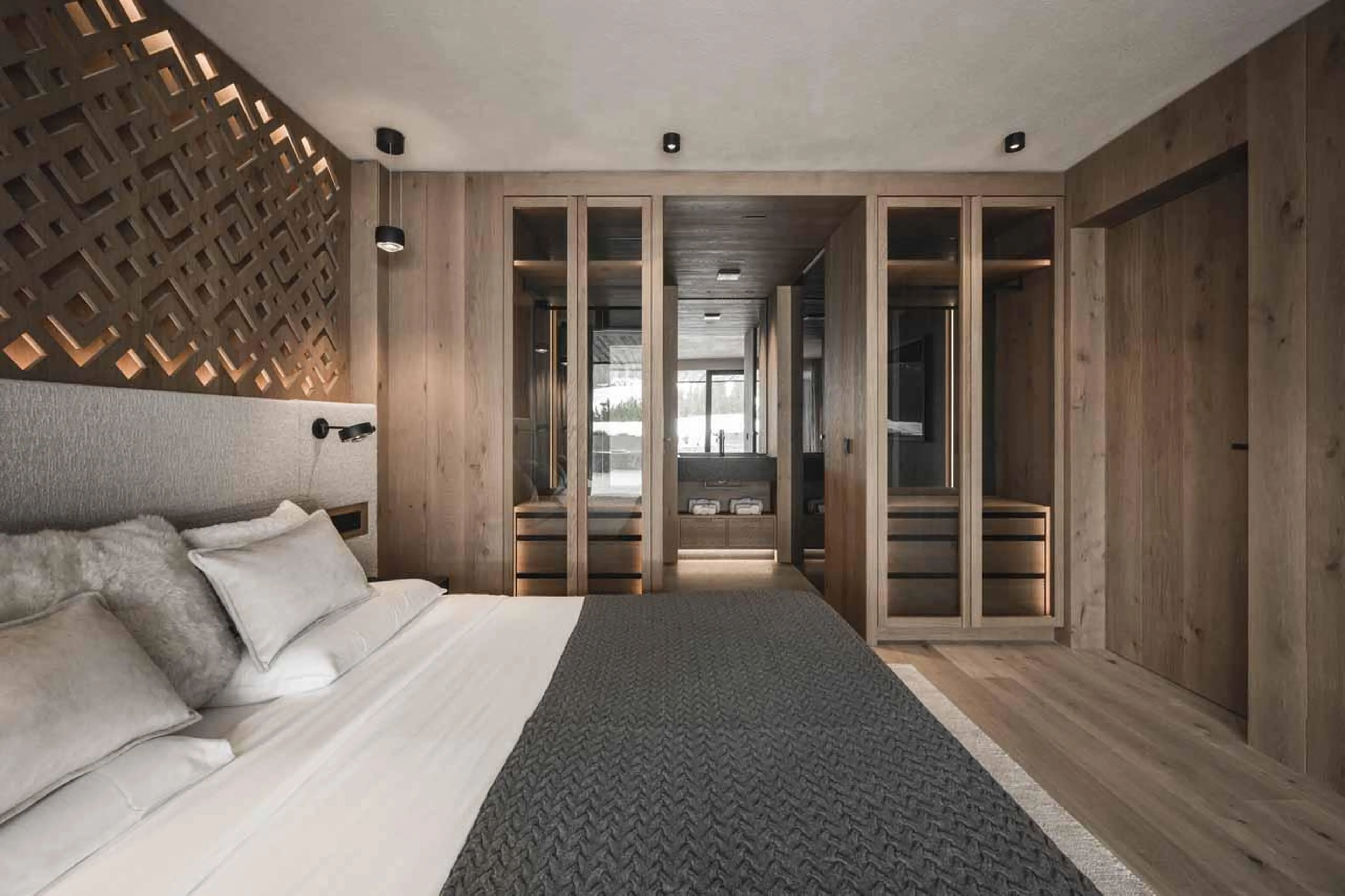 Large wardrobe in bedroom of Chalet Alpurio in Val Gardena
