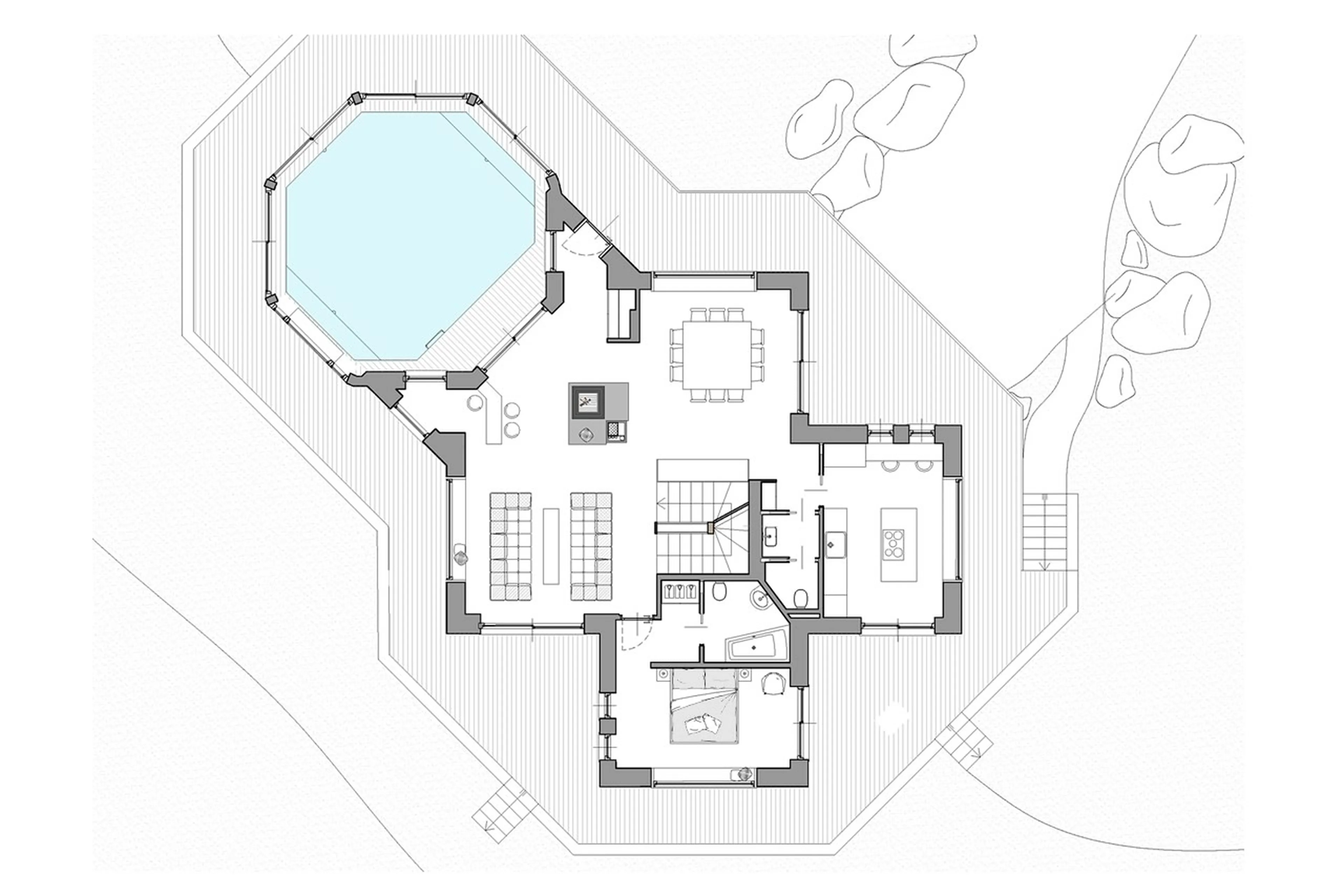 Level 0 floor plan at Chalet Alta in Chamonix