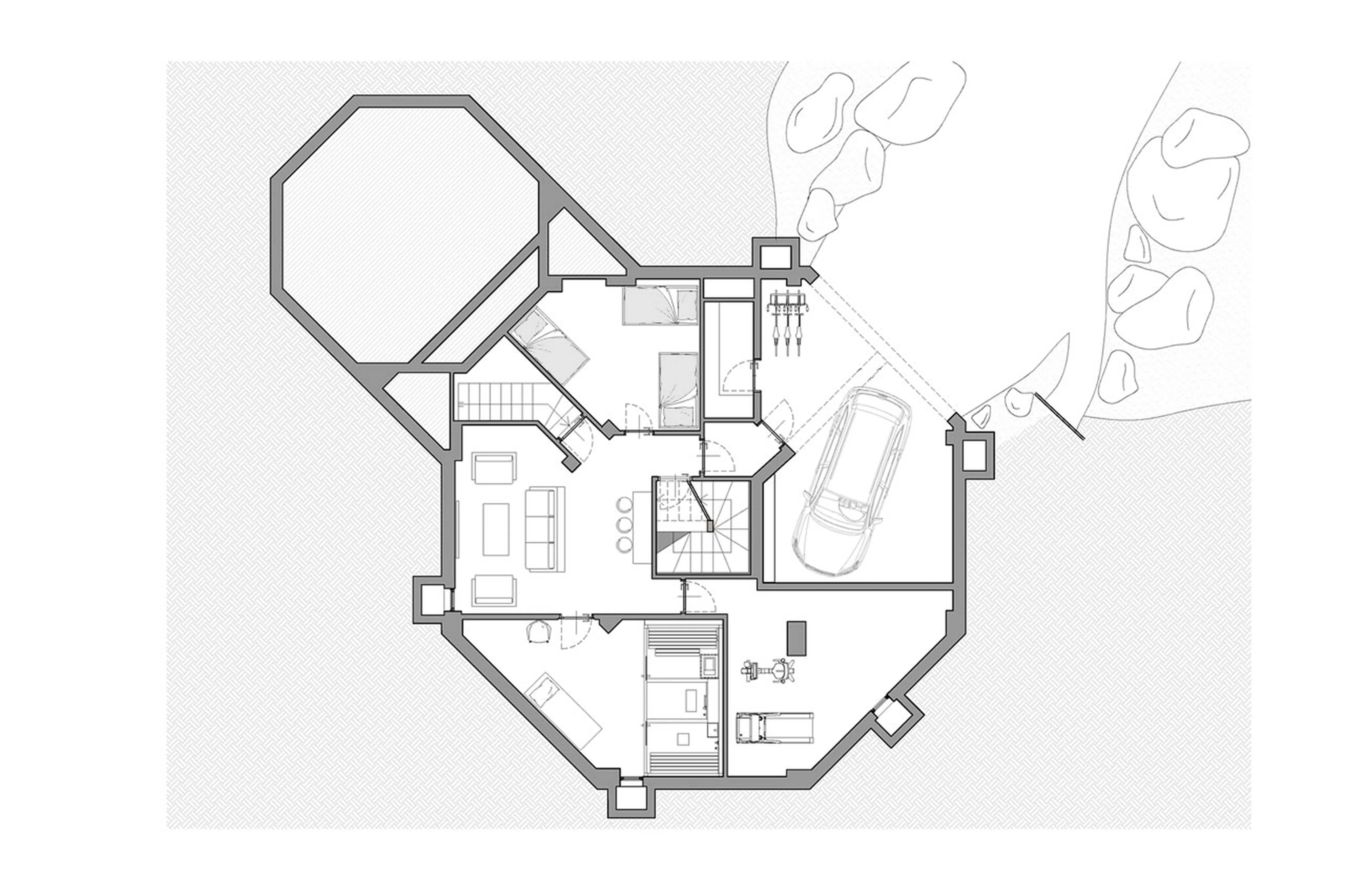 Level -1 floor plan at Chalet Alta in Chamonix