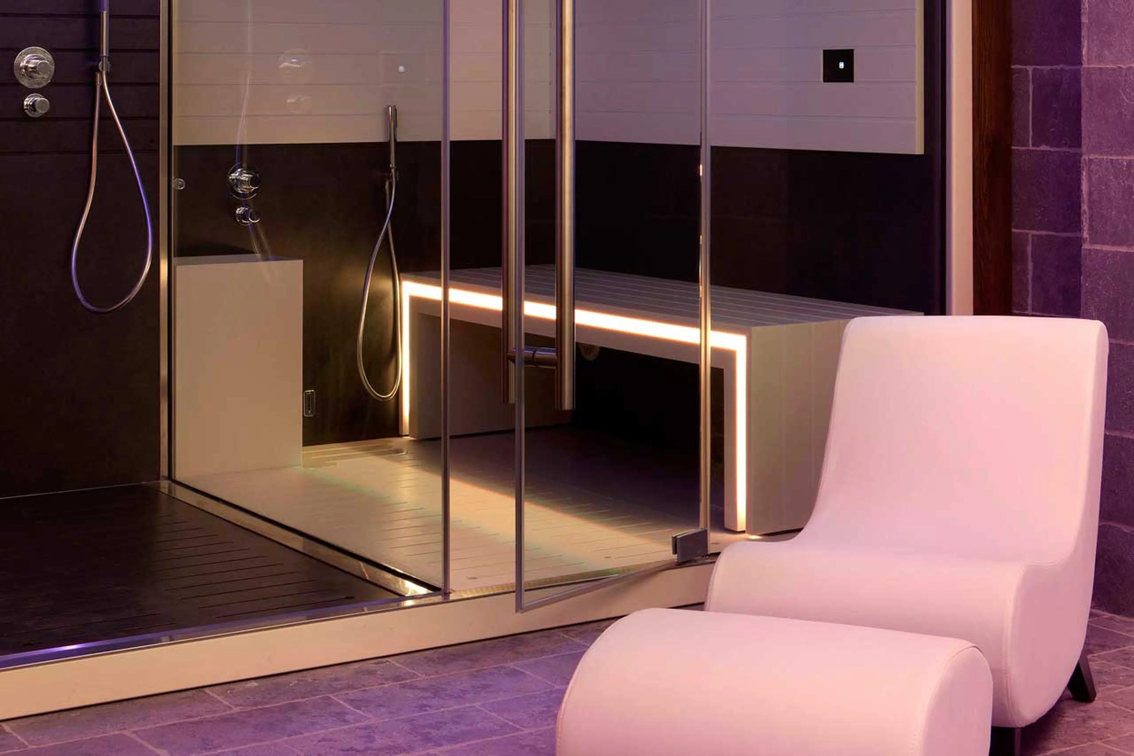 Shower in spa area at Chalet Alta in Chamonix