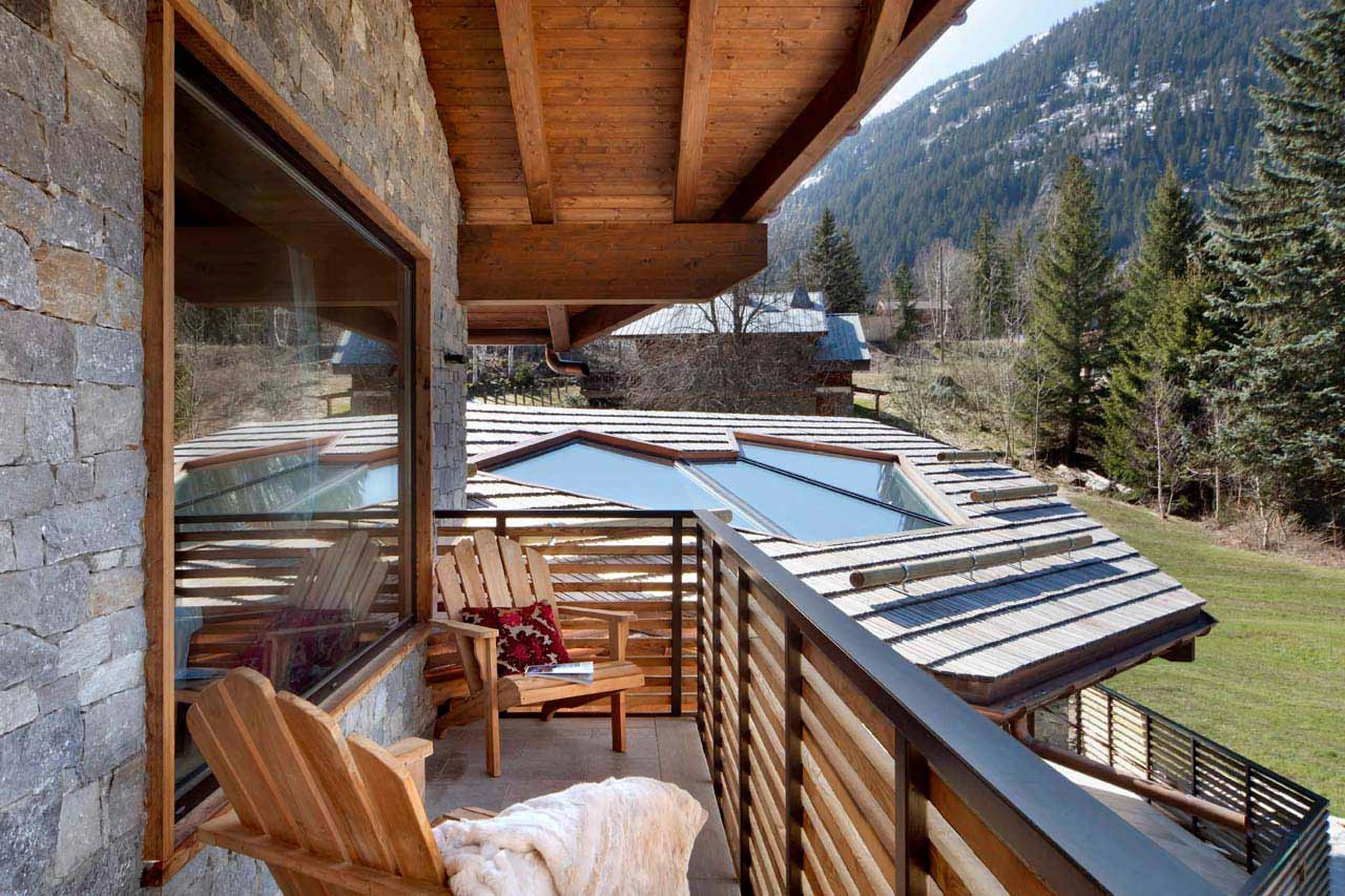Balcony of Chalet Alta in Chamonix in summer