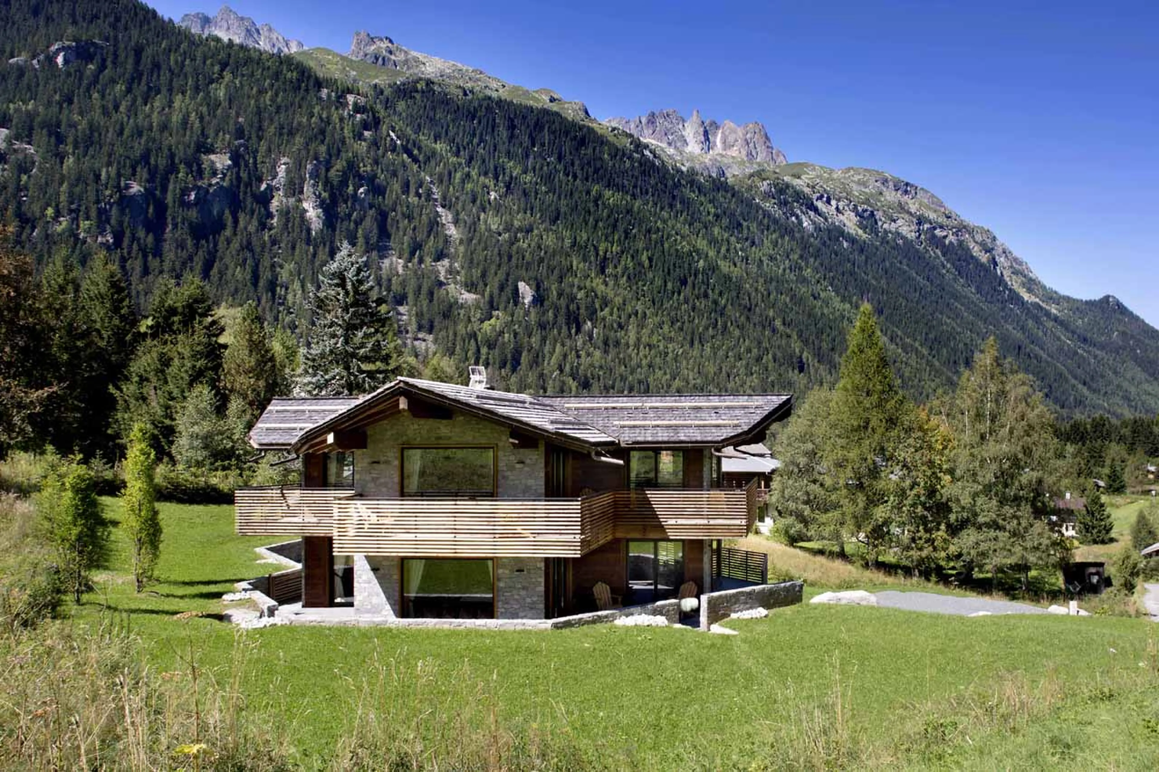 Exterior view of Chalet Alta in Chamonix in summer