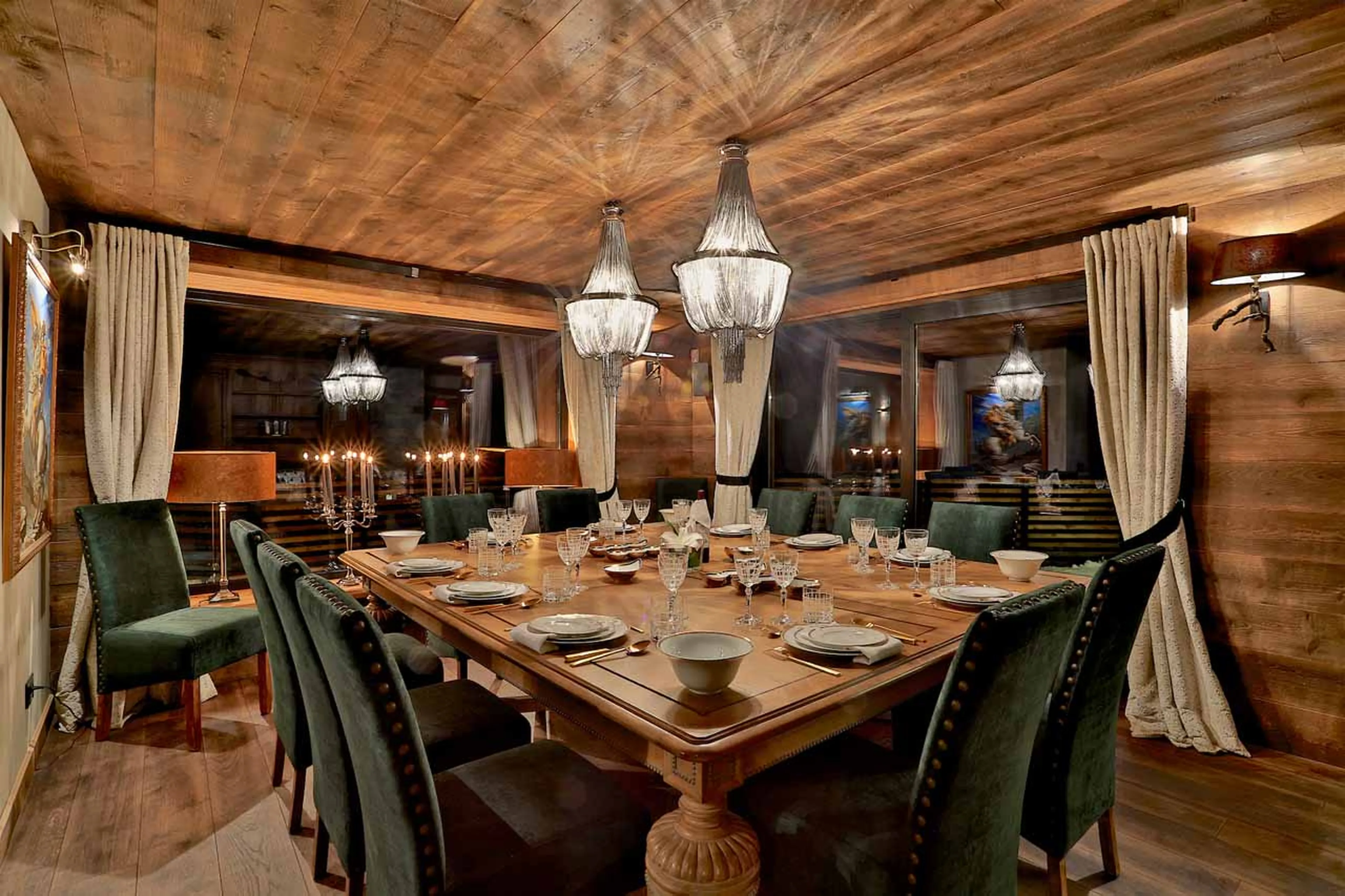 Dining table at Chalet Alta in Chamonix