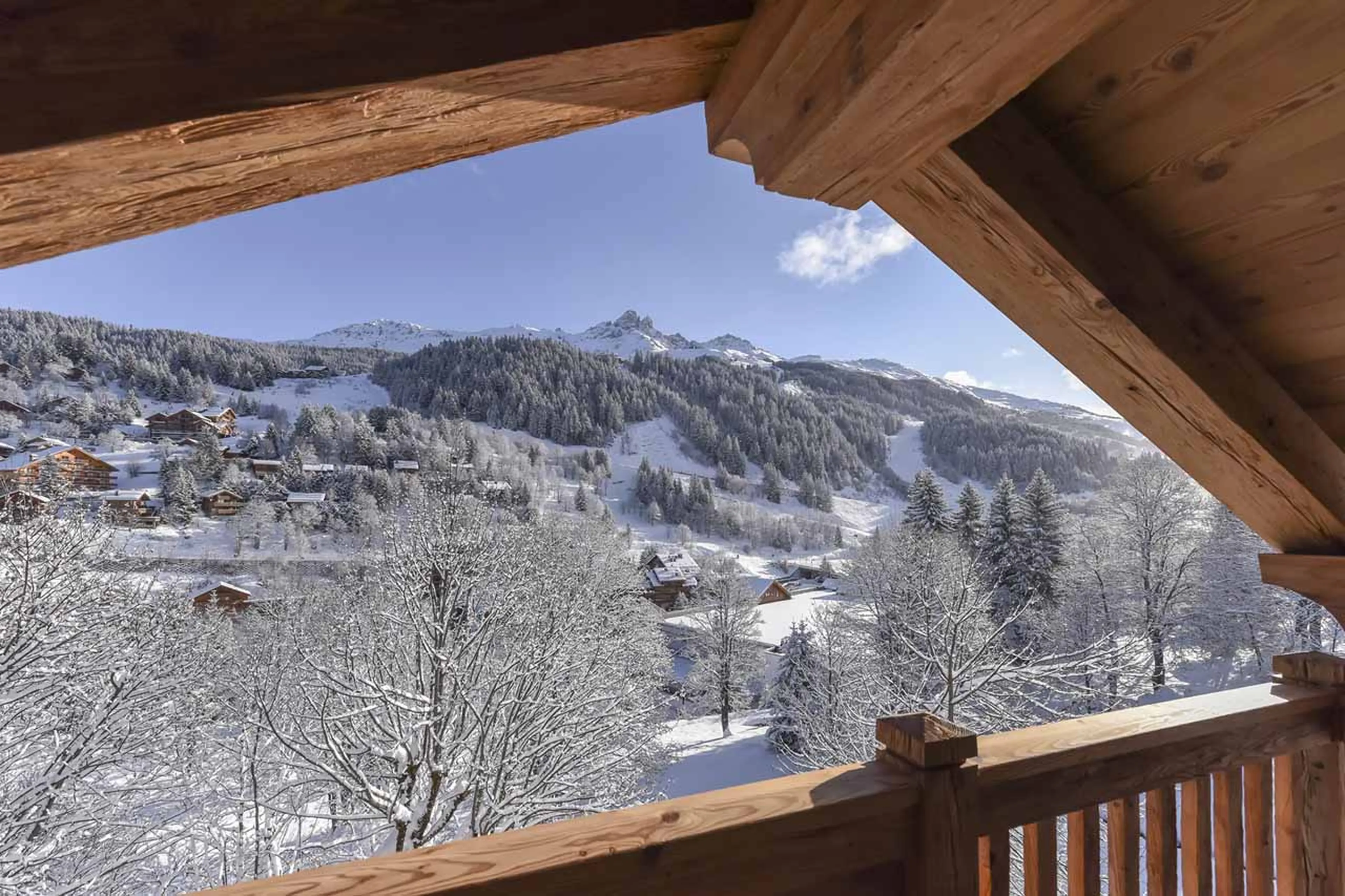 East-facing balcony at Chalet Alya in Meribel