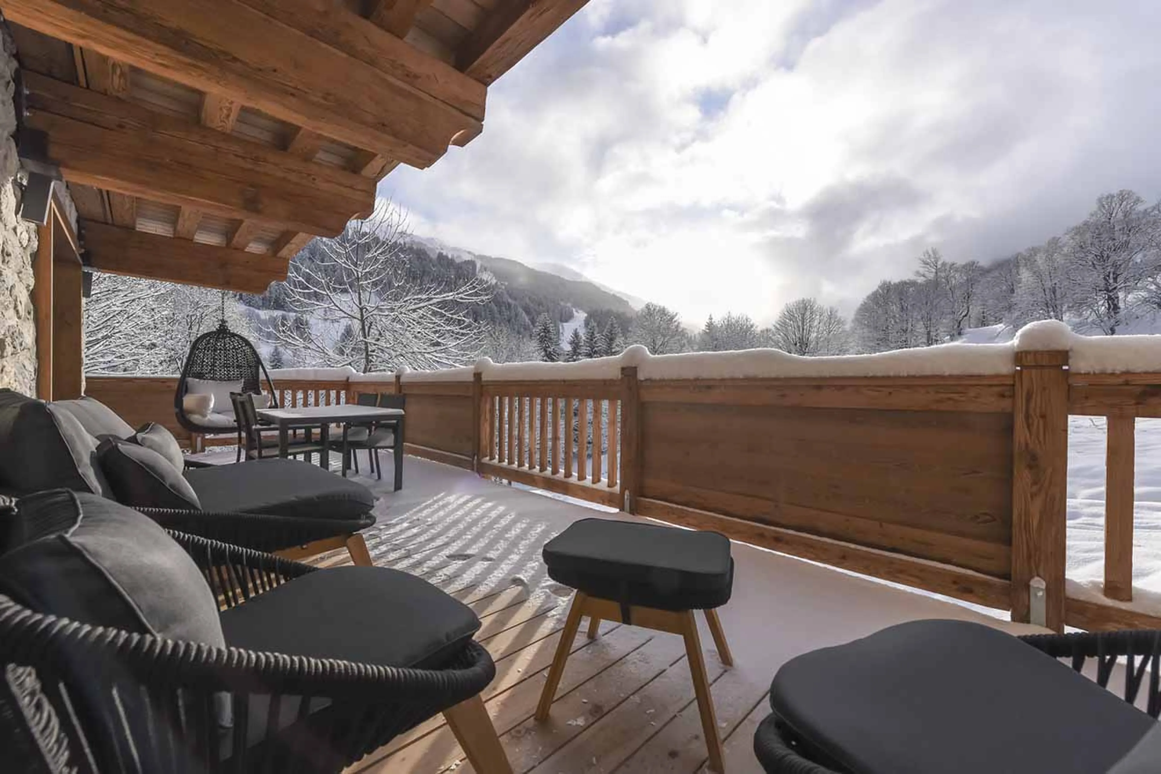 South-facing terrace at Chalet Alya in Meribel