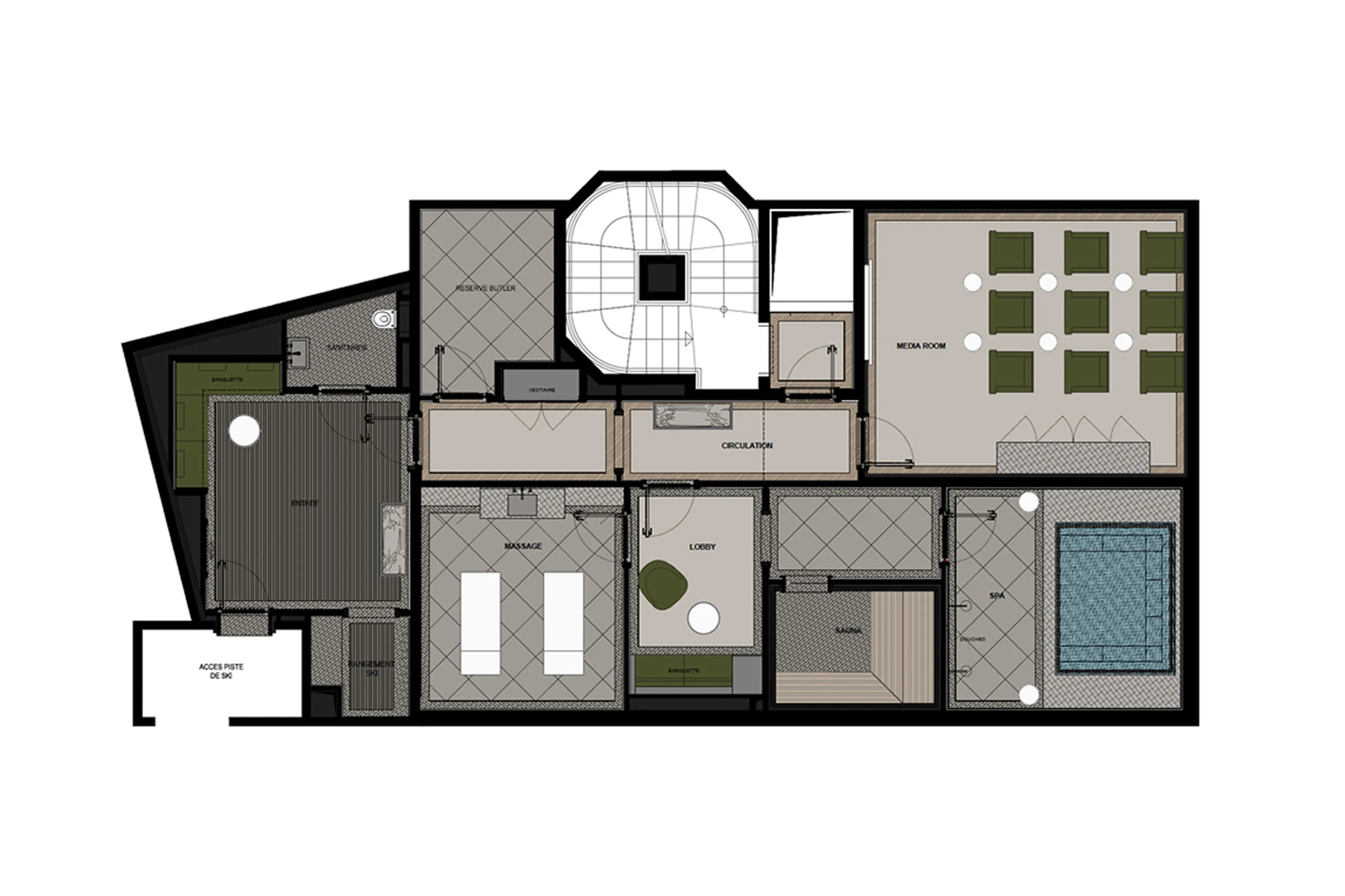 Level -2 floor plan of Chalet Amarante in Courchevel 1850