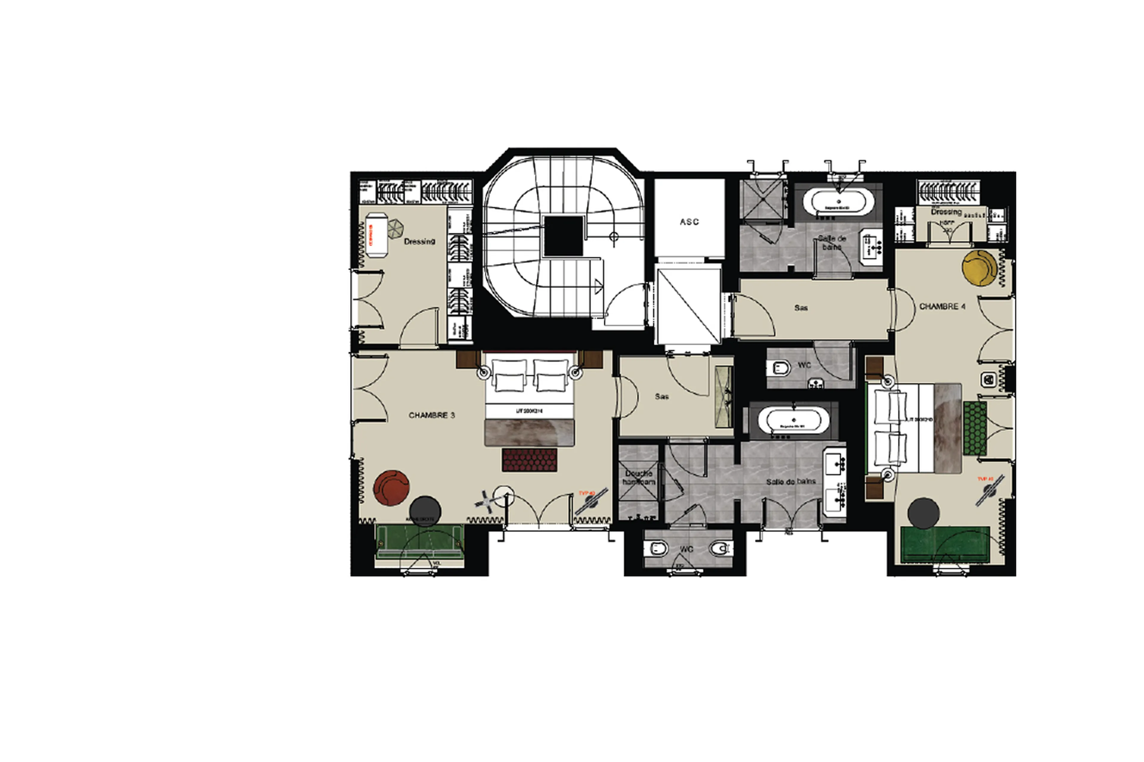 Level 1 floor plan of Chalet Amarante in Courchevel 1850