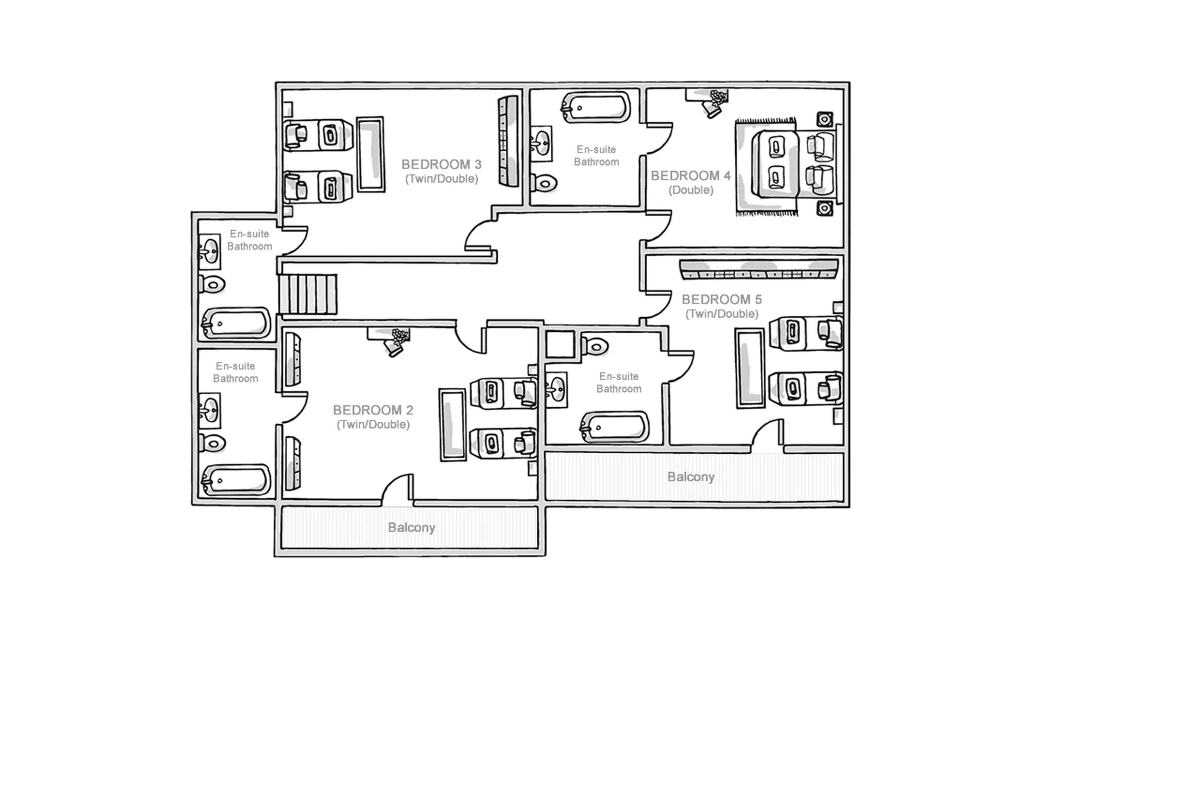 Level 2 floor plan of Chalet Amarena in Meribel