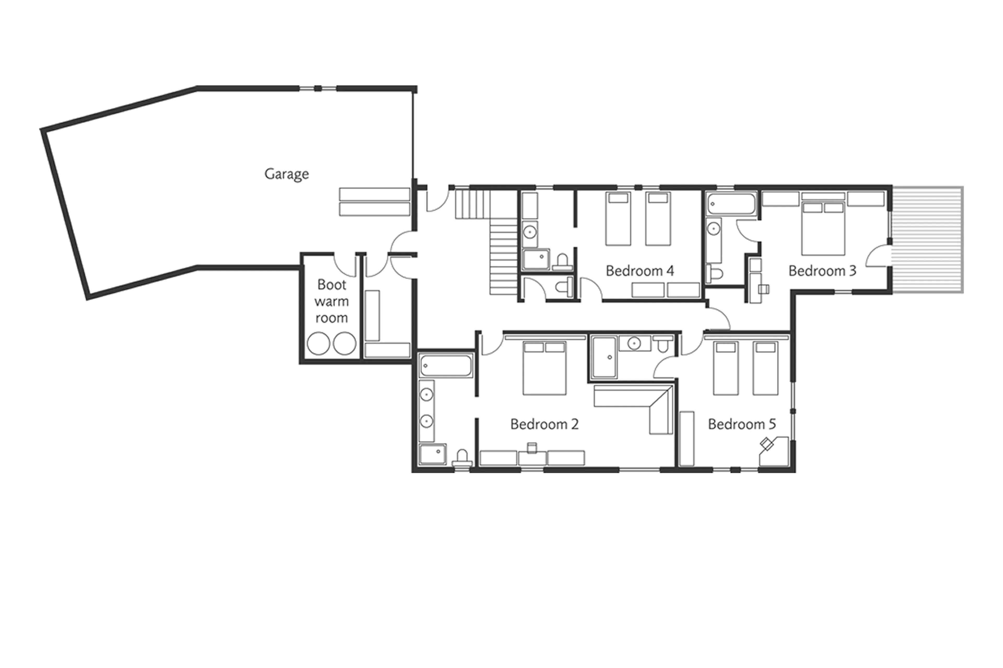 Level 0 floor plan of Chalet Amazon Creek in Chamonix