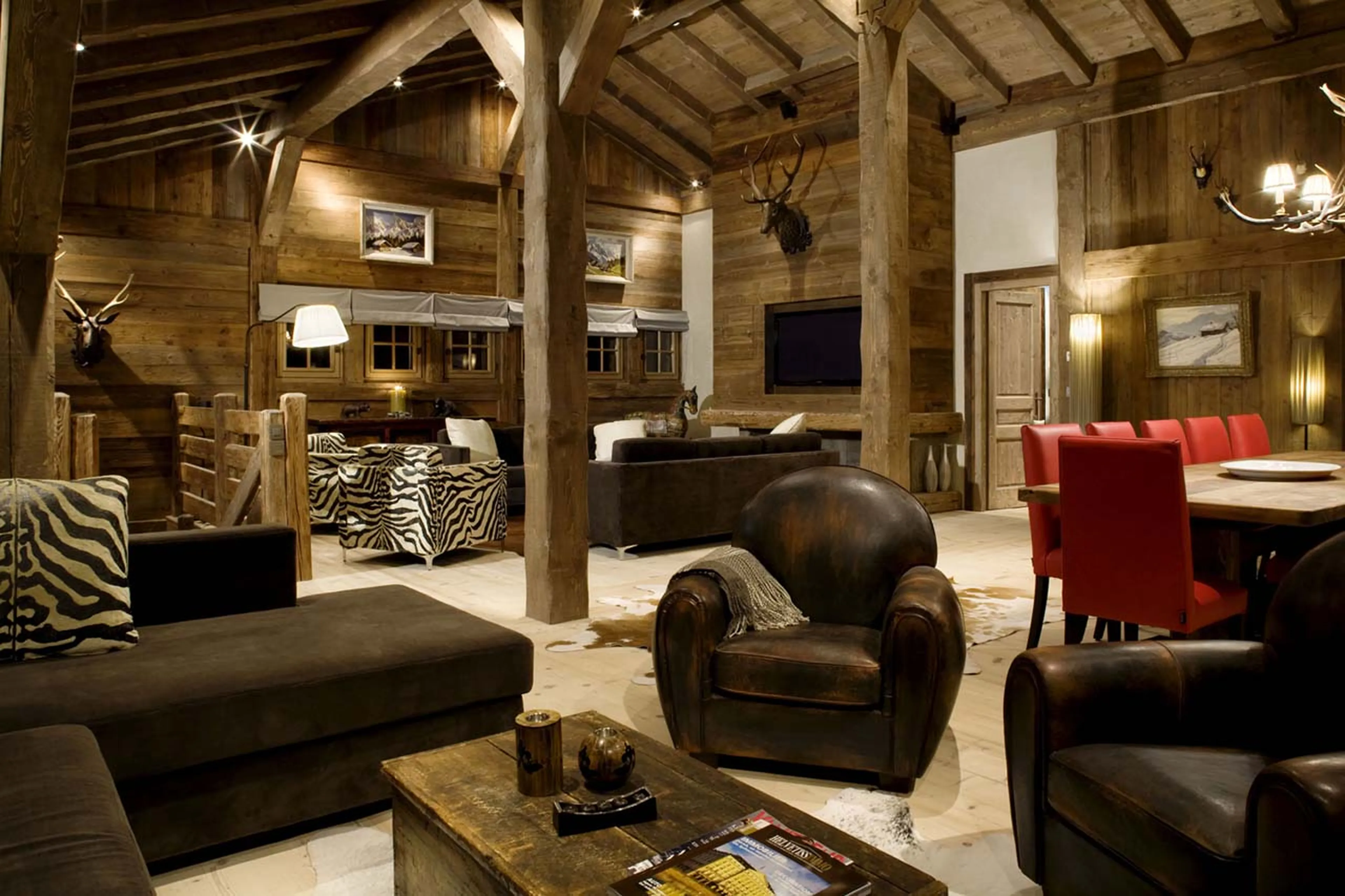 Open plan living area of Chalet Amazon Creek in Chamonix