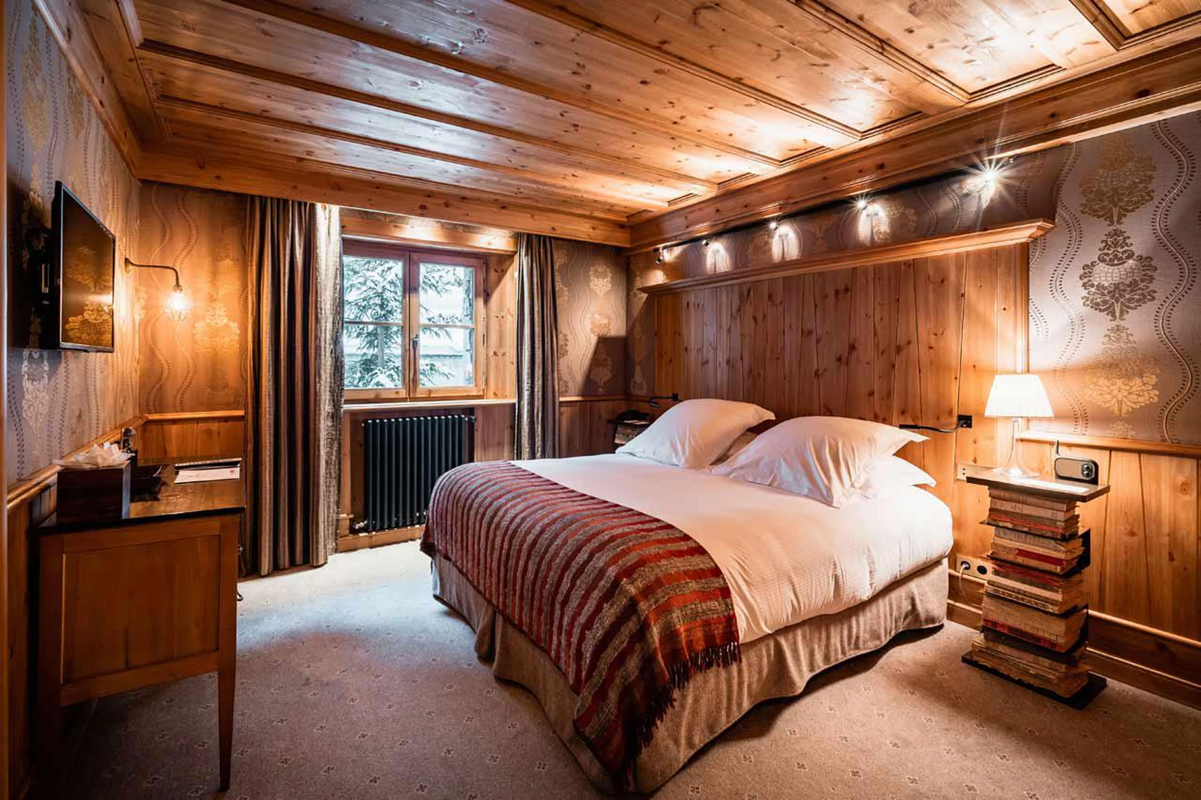 Double en suite bedroom of family suite in Chalet Ambre in Val d’ Isere