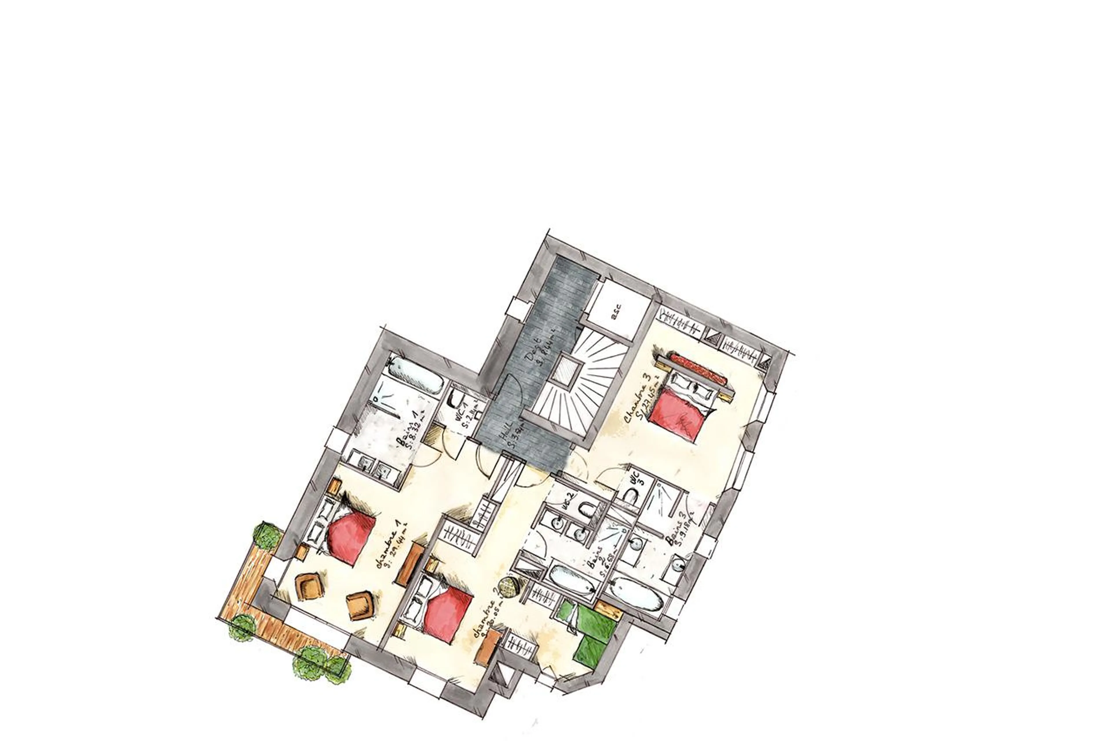 Level 1 floor plan of Chalet Ambre in Val d’Isere