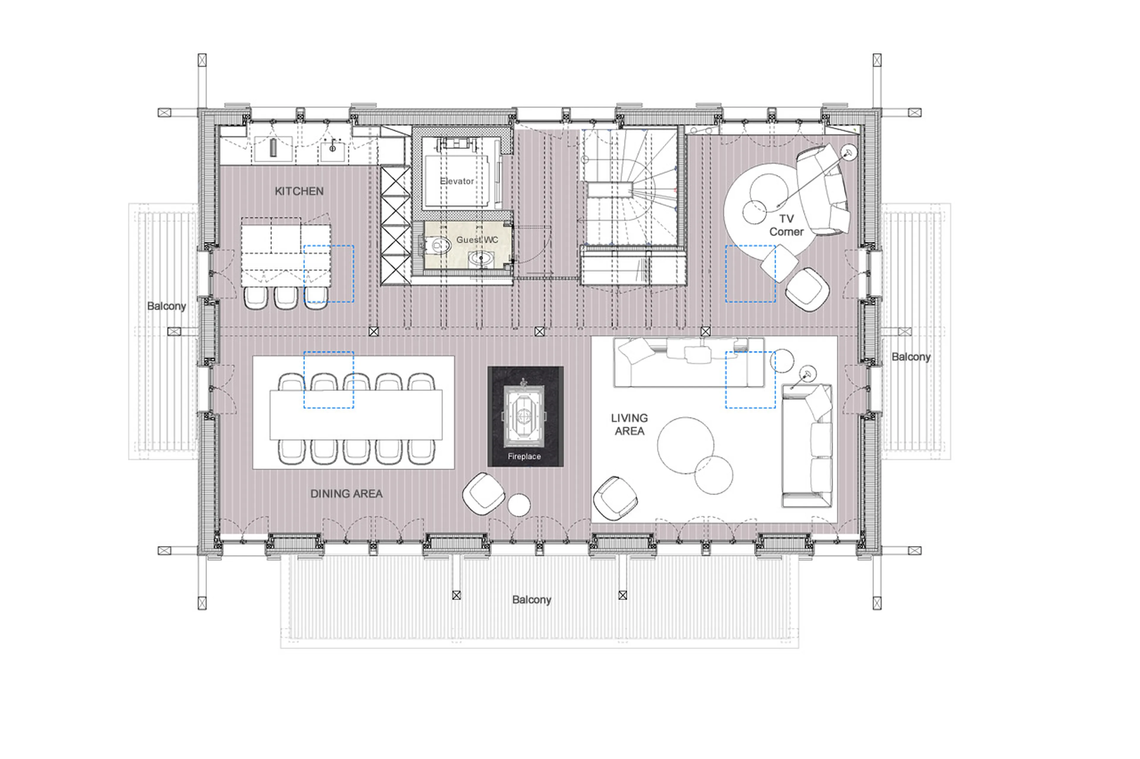 Level 1 floor plan of Chalet Andra in Grindelwald