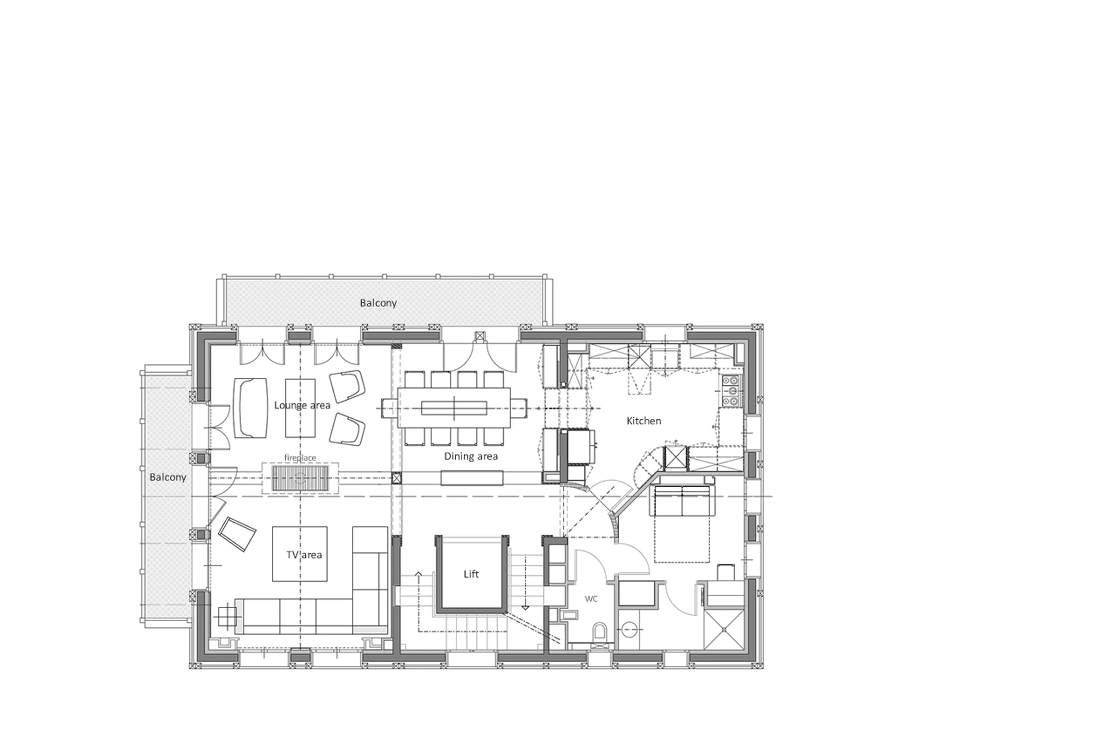 Level 1 floor plan of Chalet Anemone in Courchevel 1850