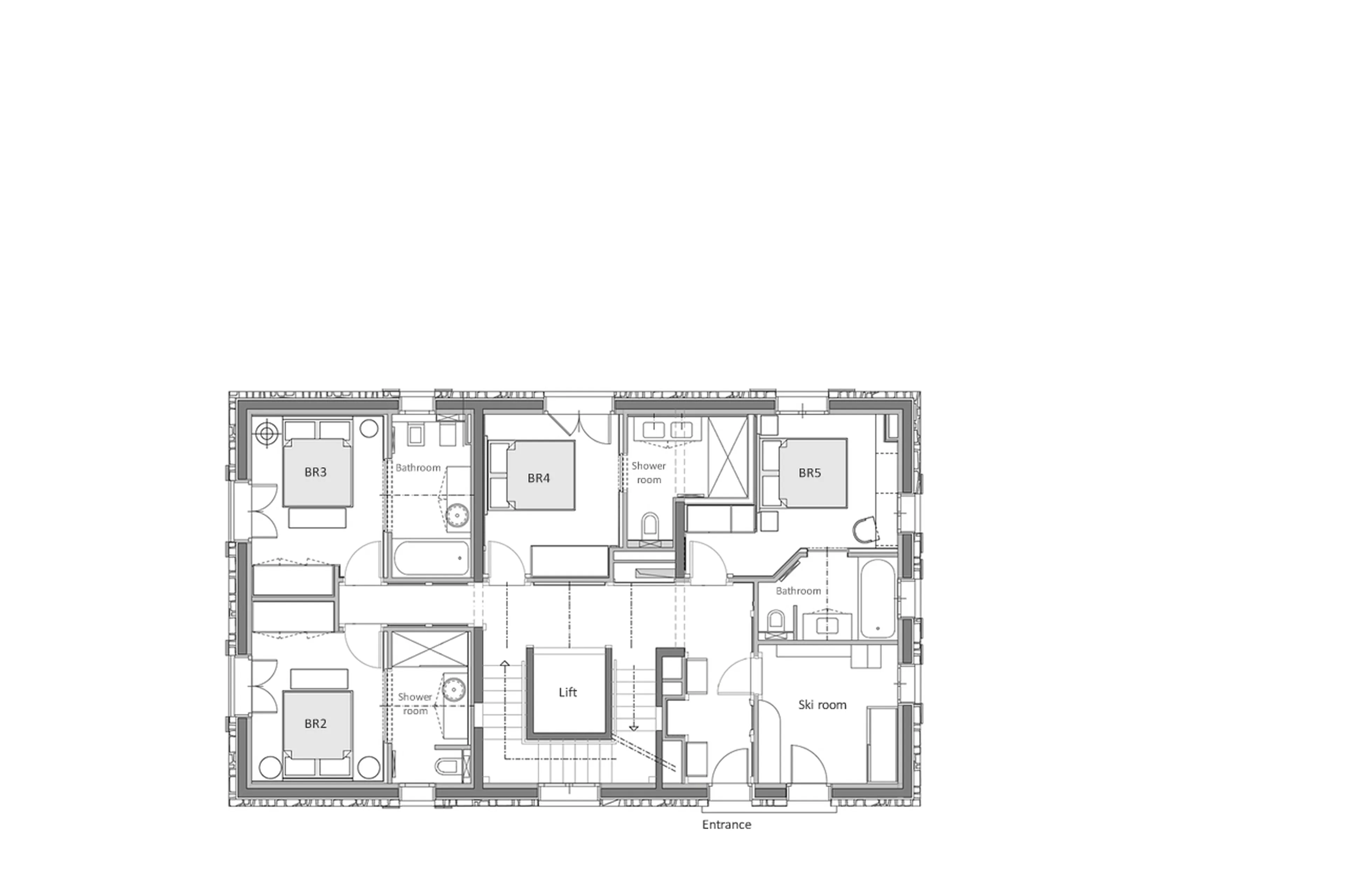 Level 0 floor plan of Chalet Anemone in Courchevel 1850