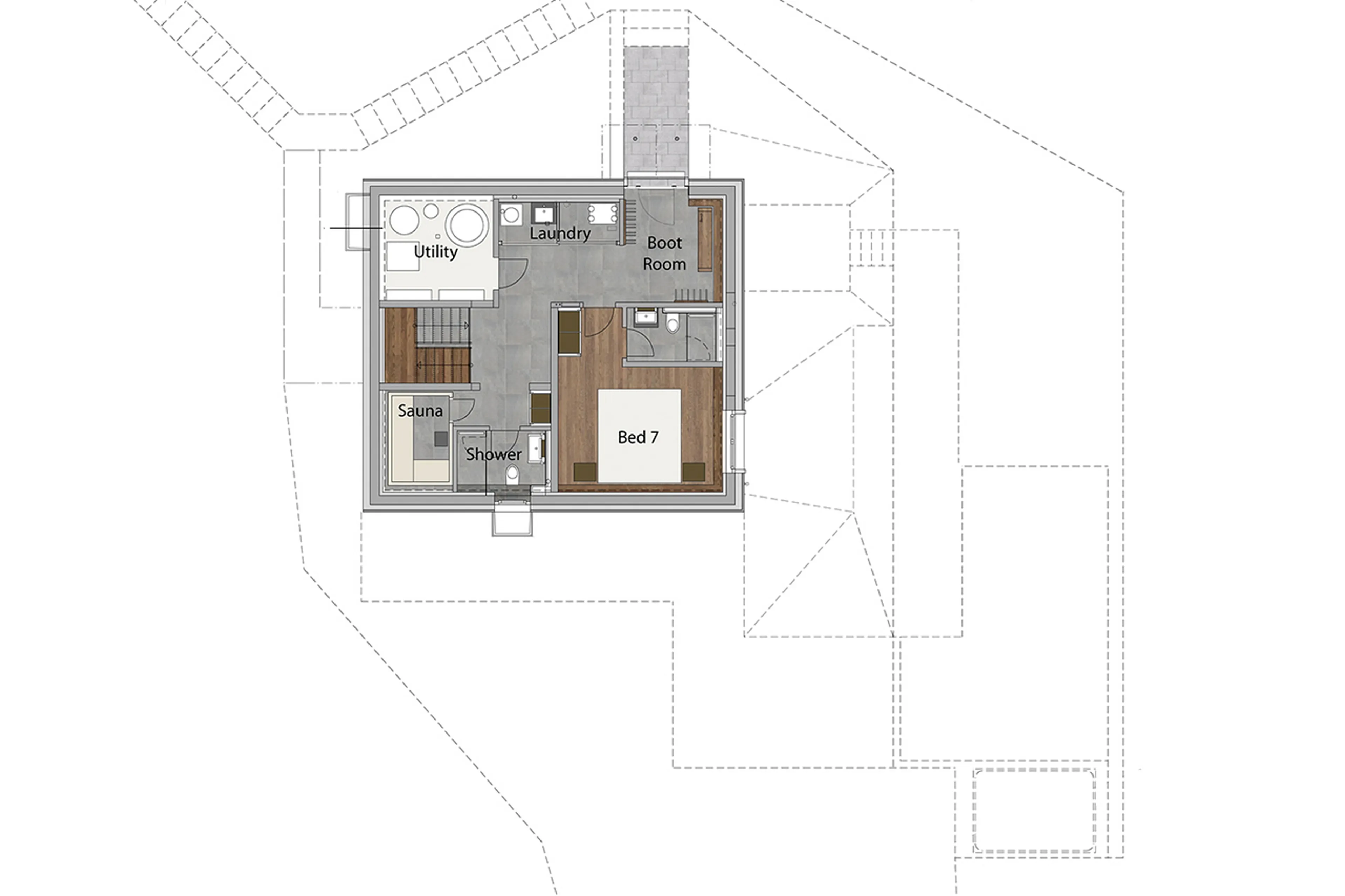 Level -1 floor plan of Chalet Annapurna in Saas Fee