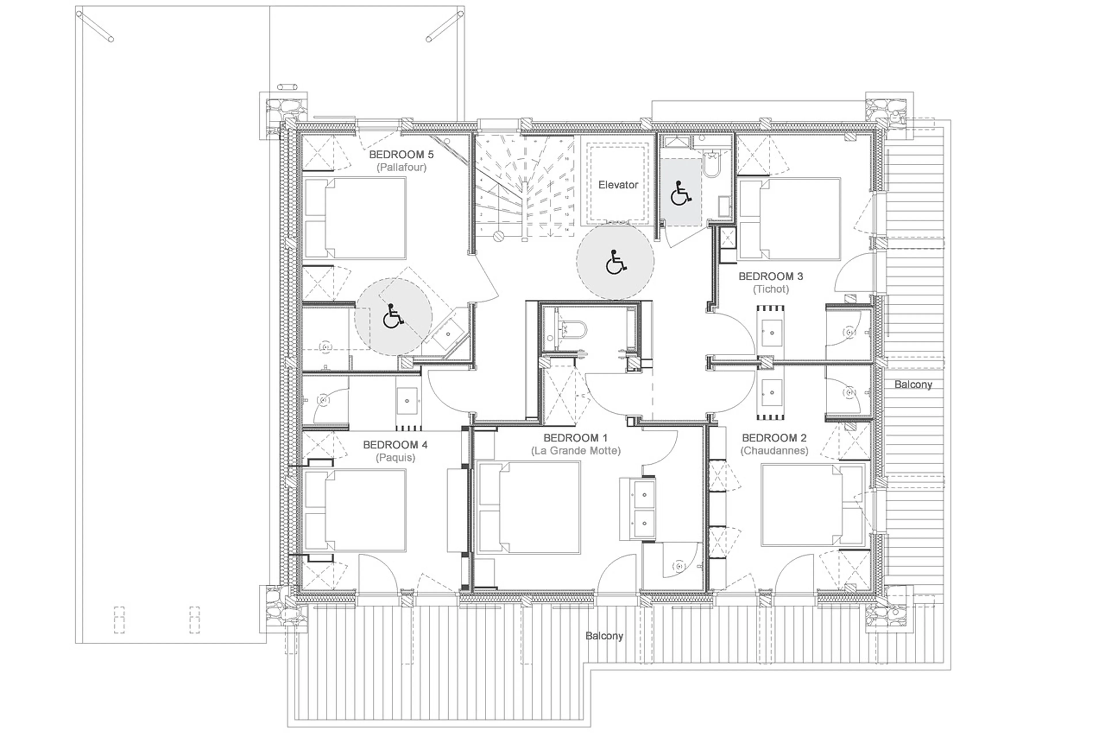 Level 1 floor plan of Chalet Arolla in Tignes