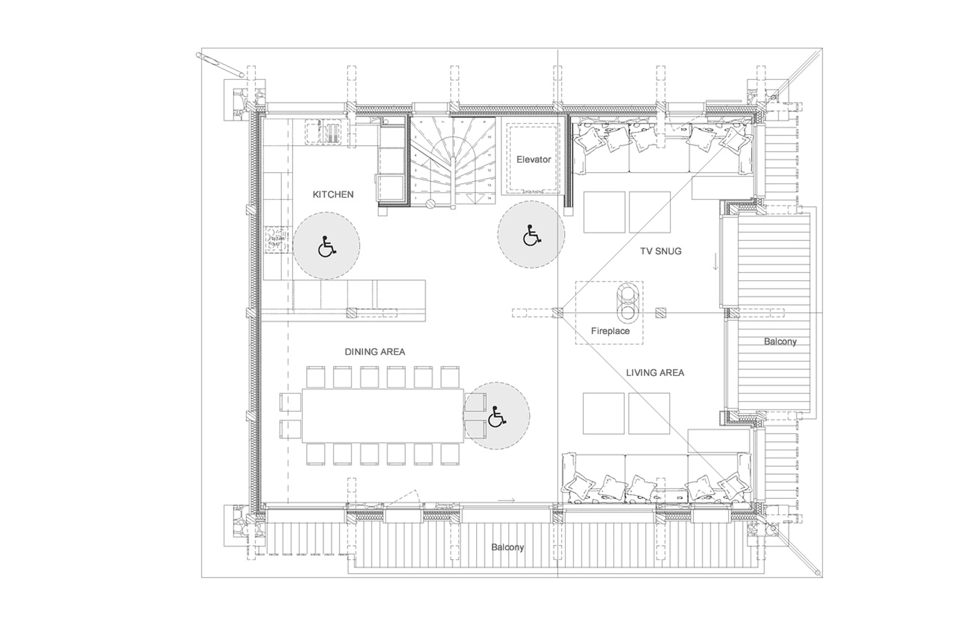 Level 2 floor plan of Chalet Arolla in Tignes