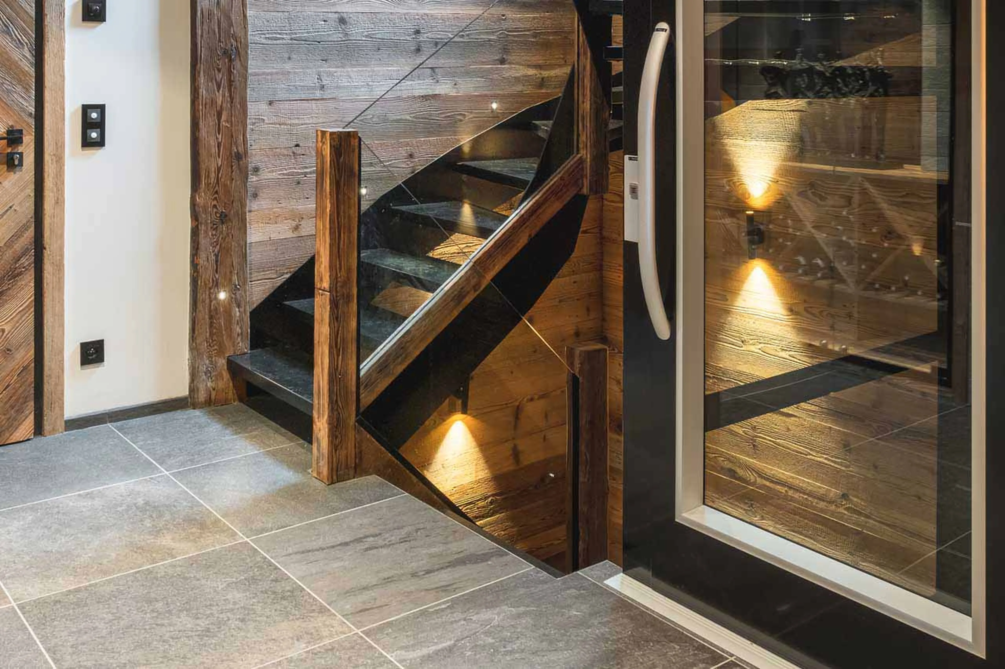 Staircase & elevator at Chalet Arolla in Tignes