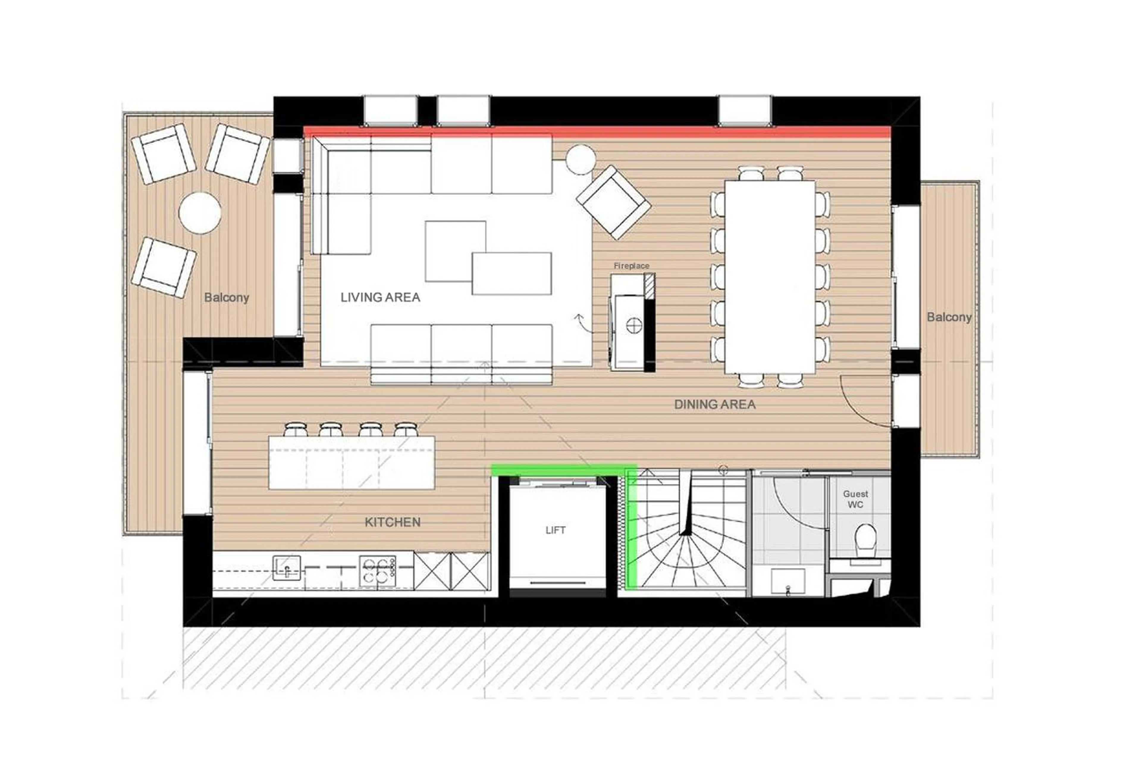 Level 2 floor plan of Chalet Arpont in Courchevel 1650