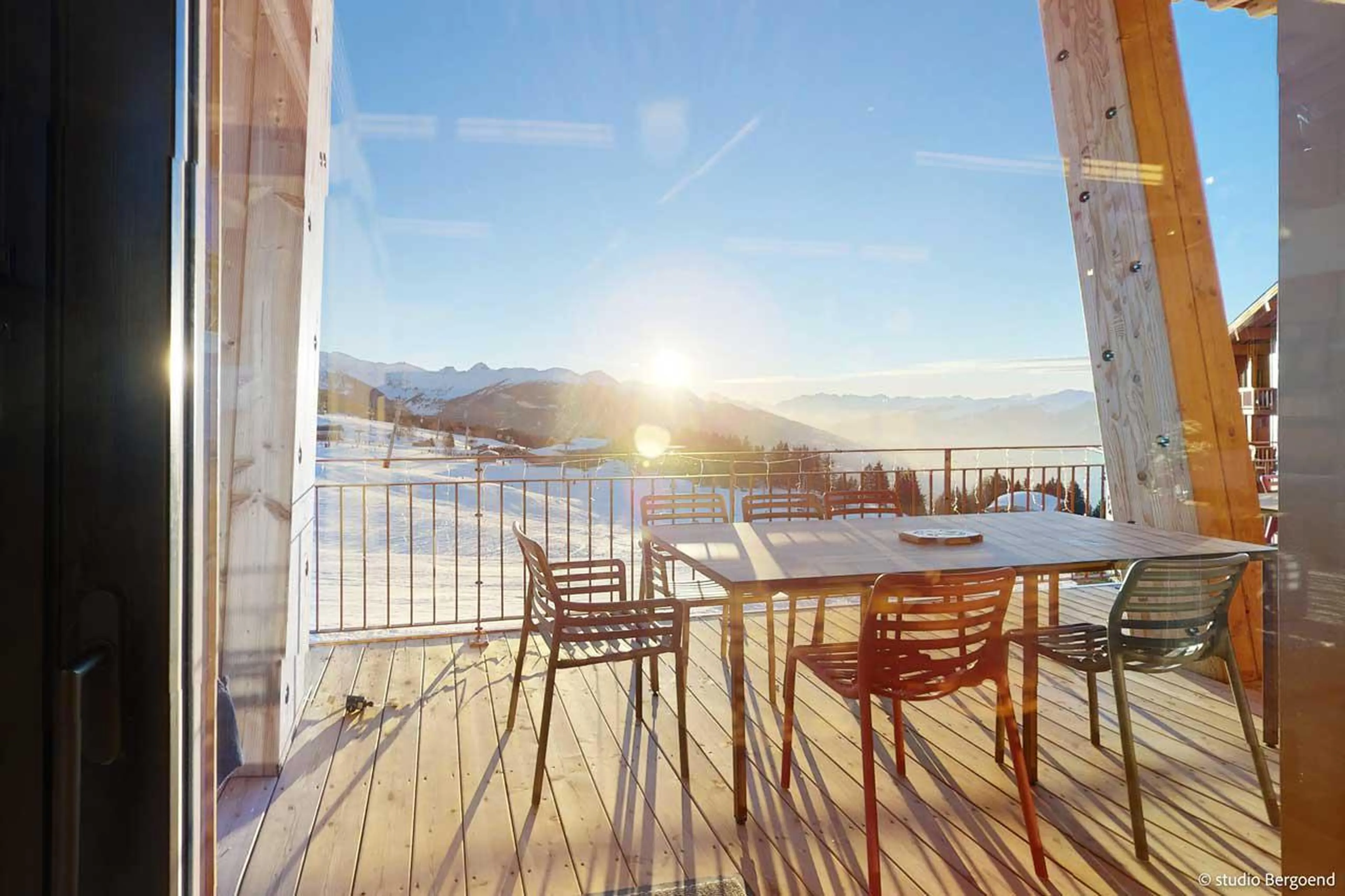Sunny balcony at Chalet Arpoza in Les Arcs