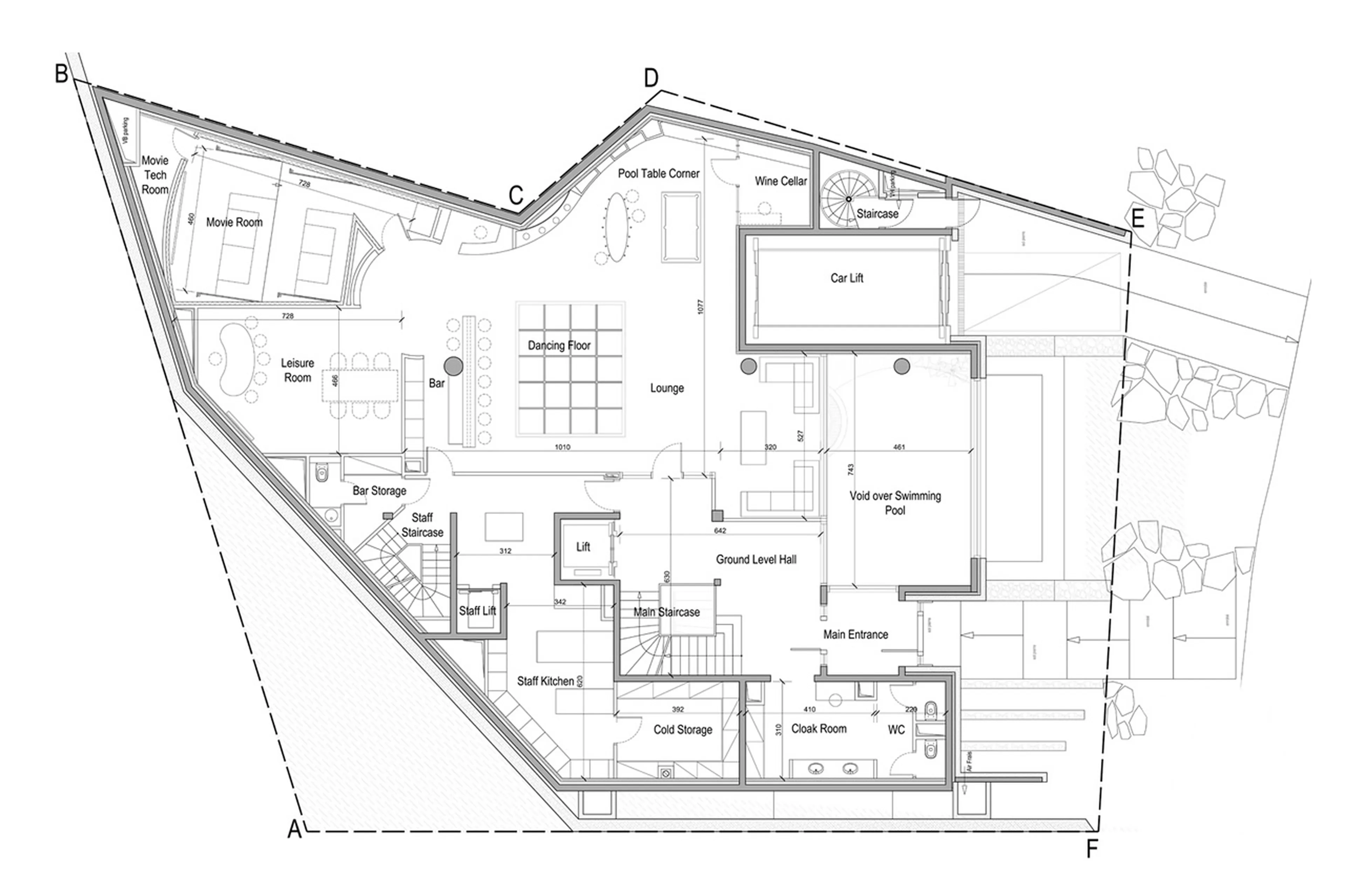 Level 0 floor plan of Chalet Art in Courchevel 1850