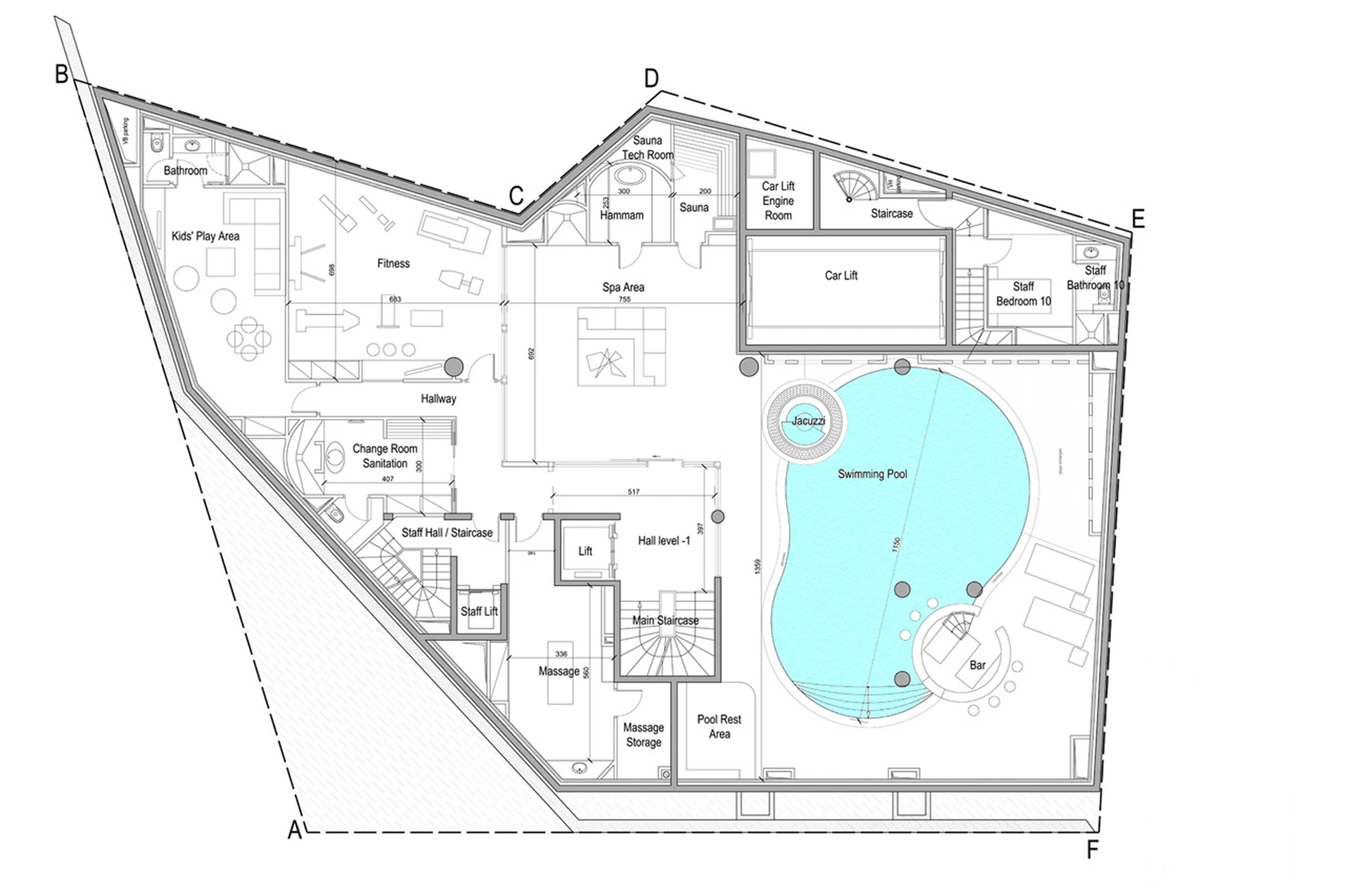 Level -1 floor plan of Chalet Art in Courchevel 1850
