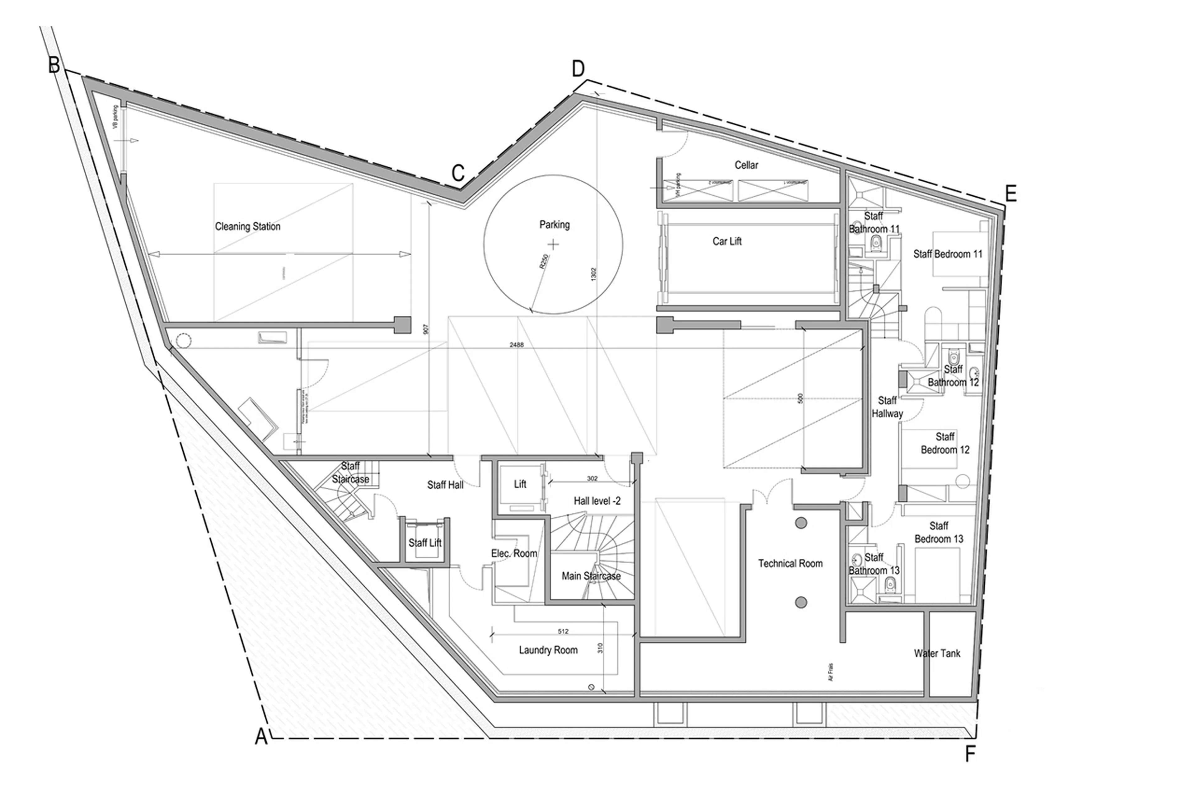 Level -2 floor plan of Chalet Art in Courchevel 1850