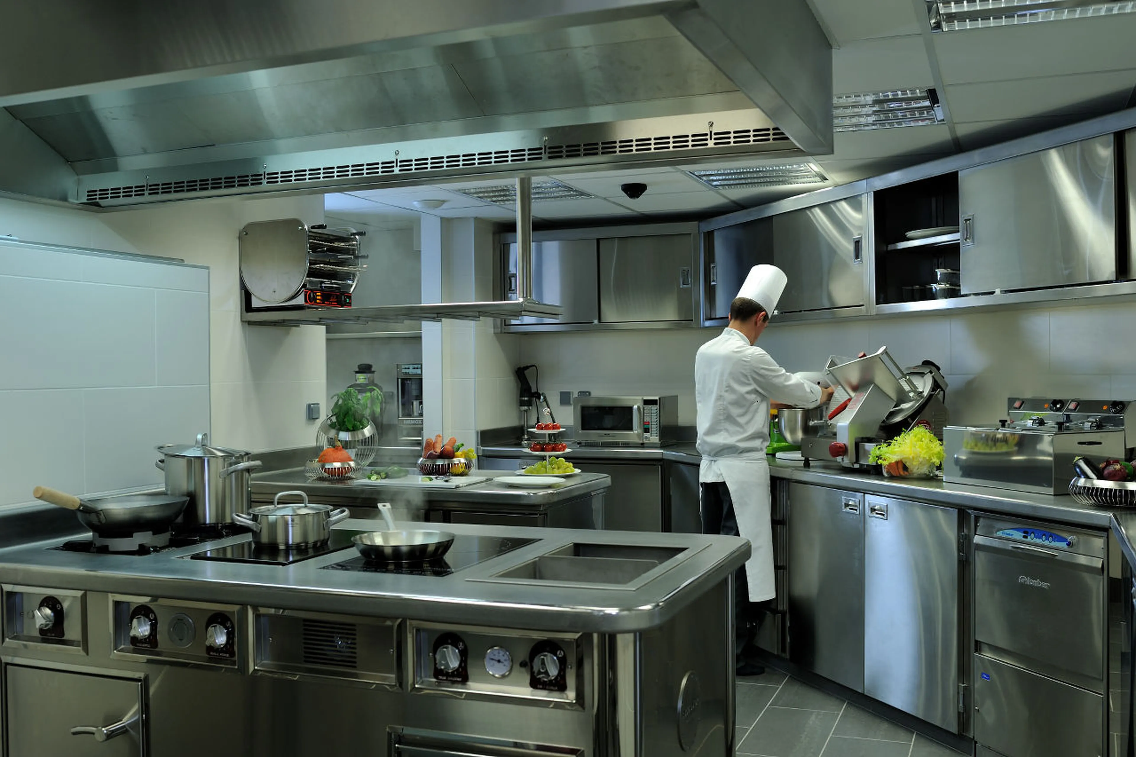 Professionally equipped staff kitchen in Chalet Art in Courchevel 1850