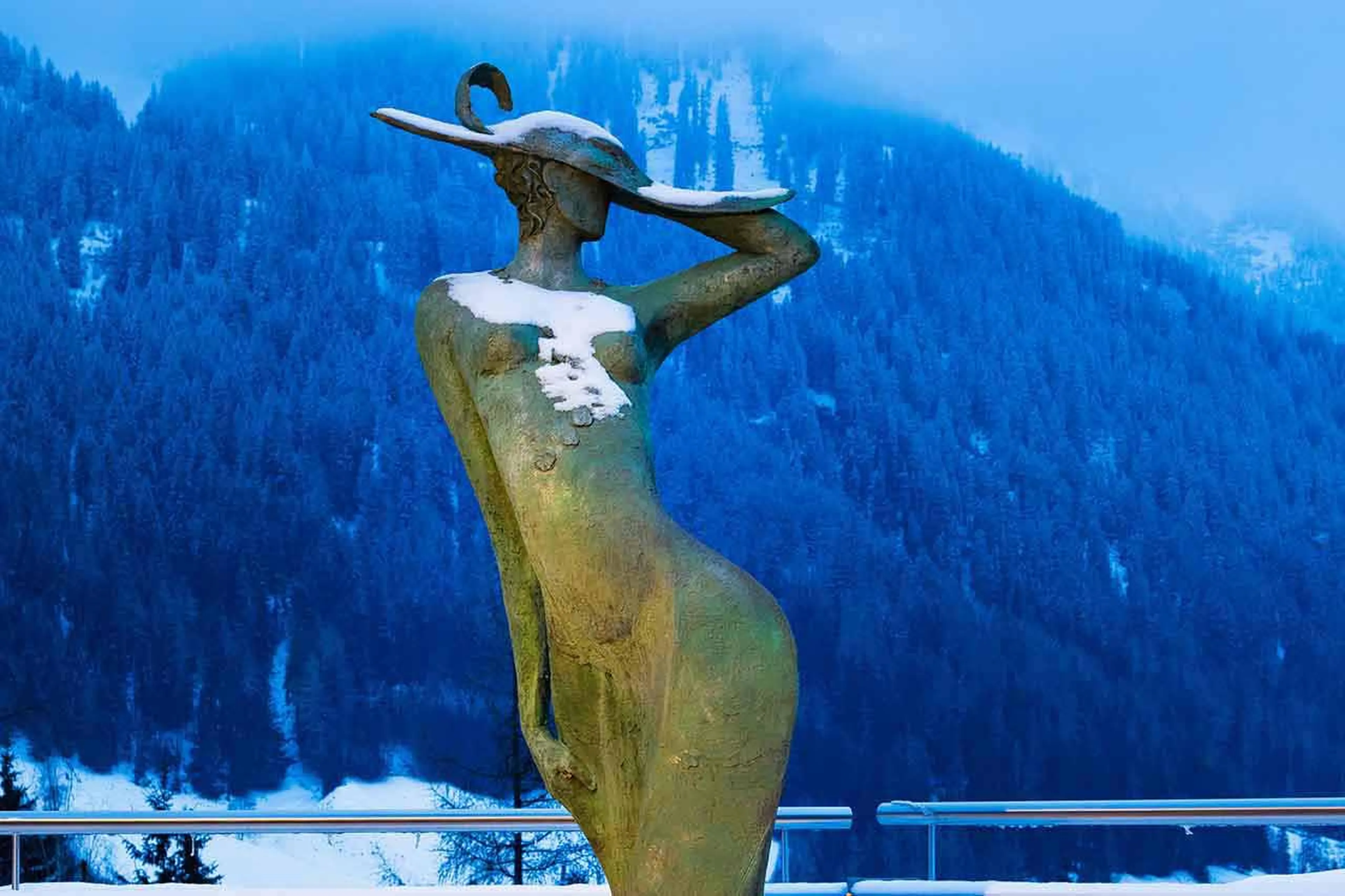 Statue on terrace at Chalet Artemis in St Anton