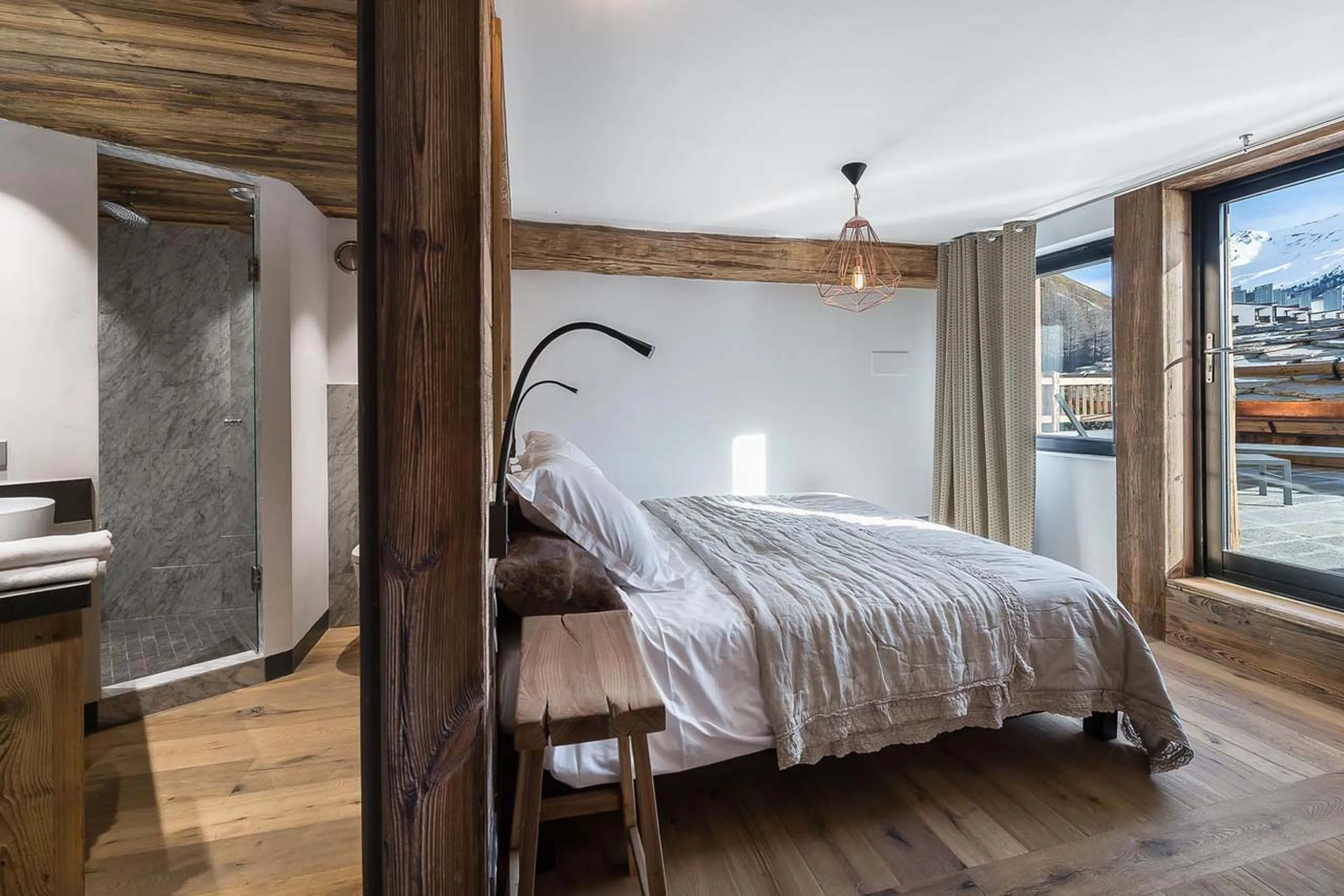 Bedroom one at Chalet Artemis in Val d'Isere