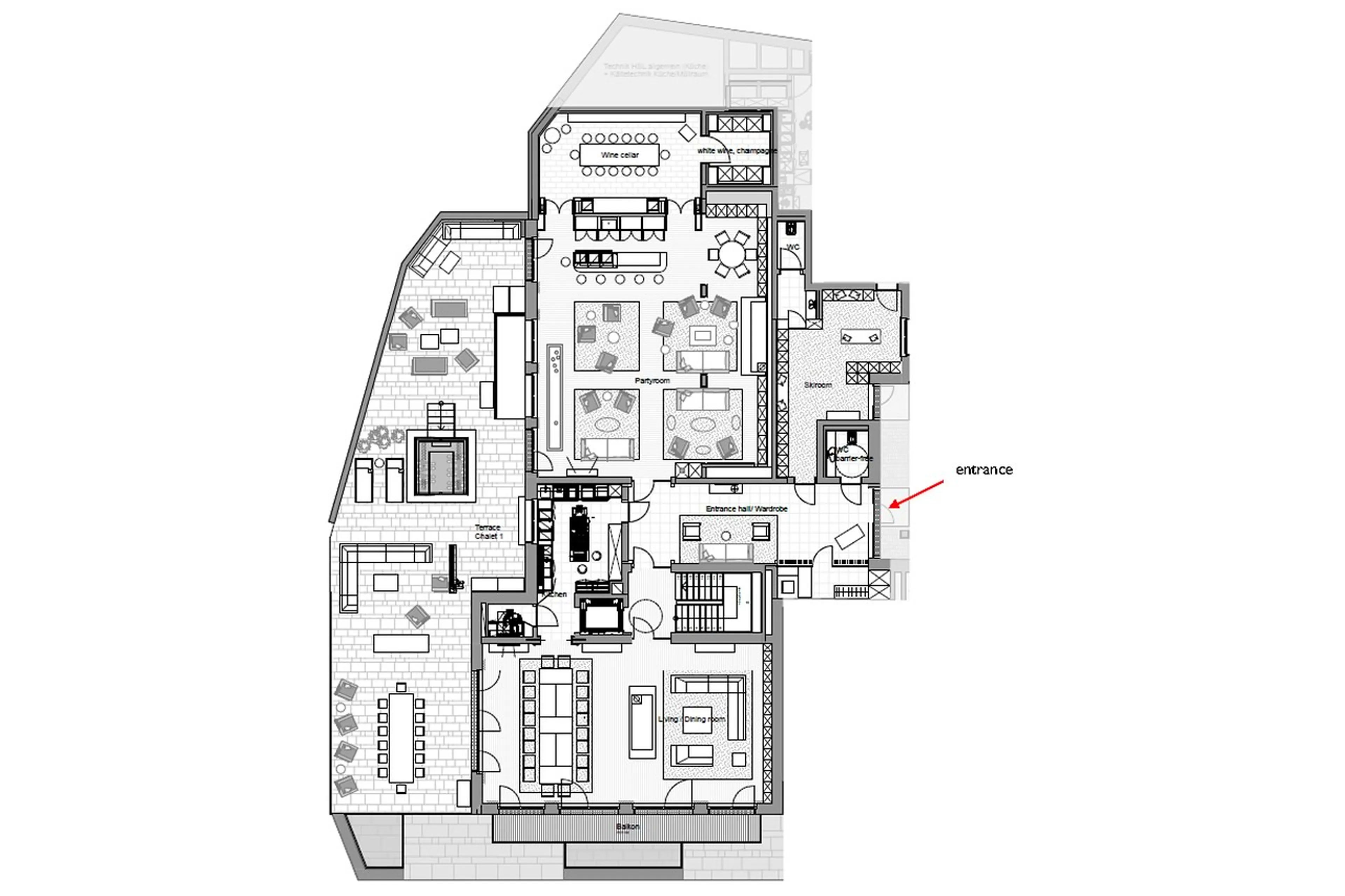 Level 1 floor plan of Chalet Arula 1 in Lech