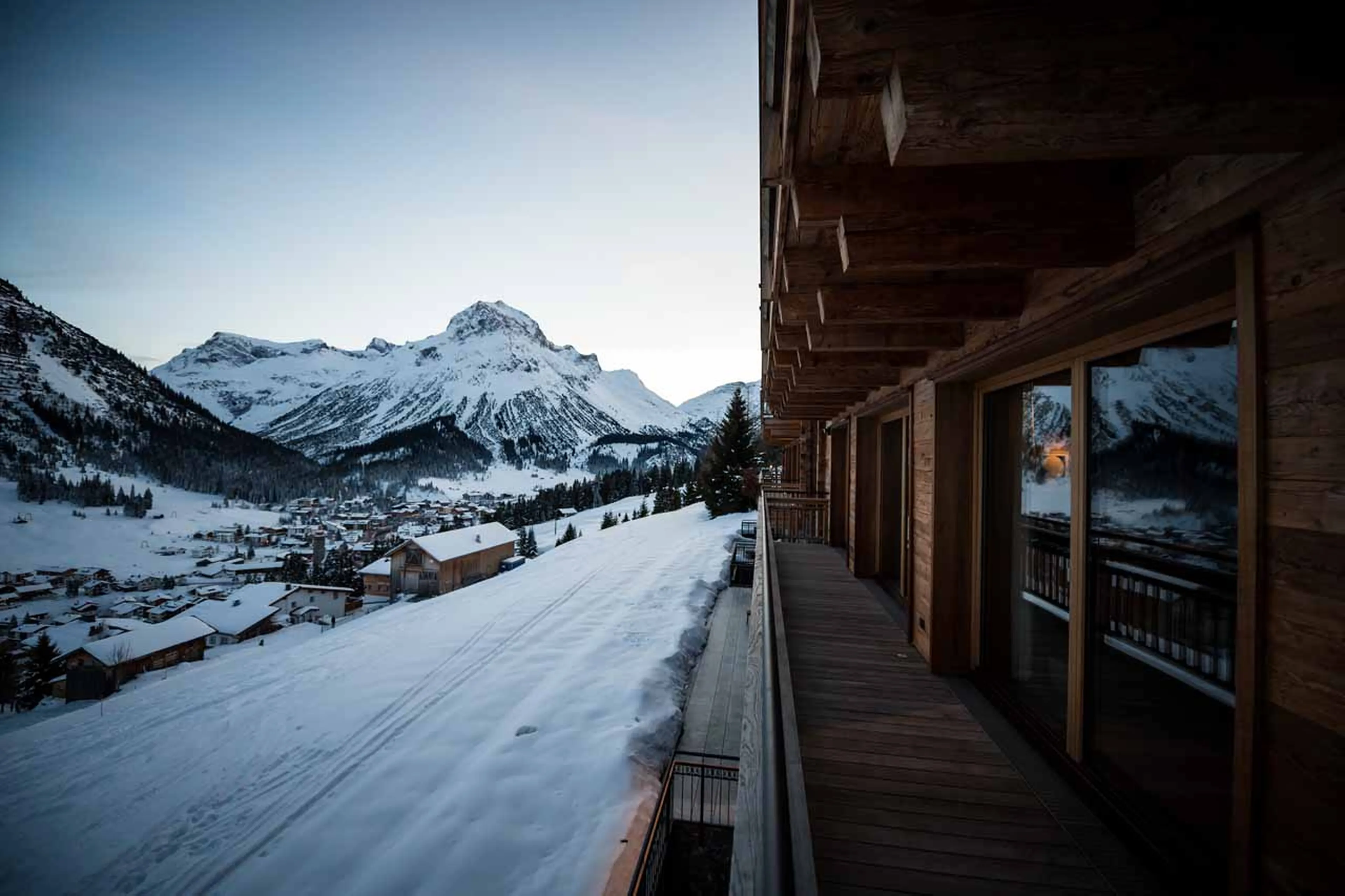 Terrace at Chalet Arula 2 in Lech
