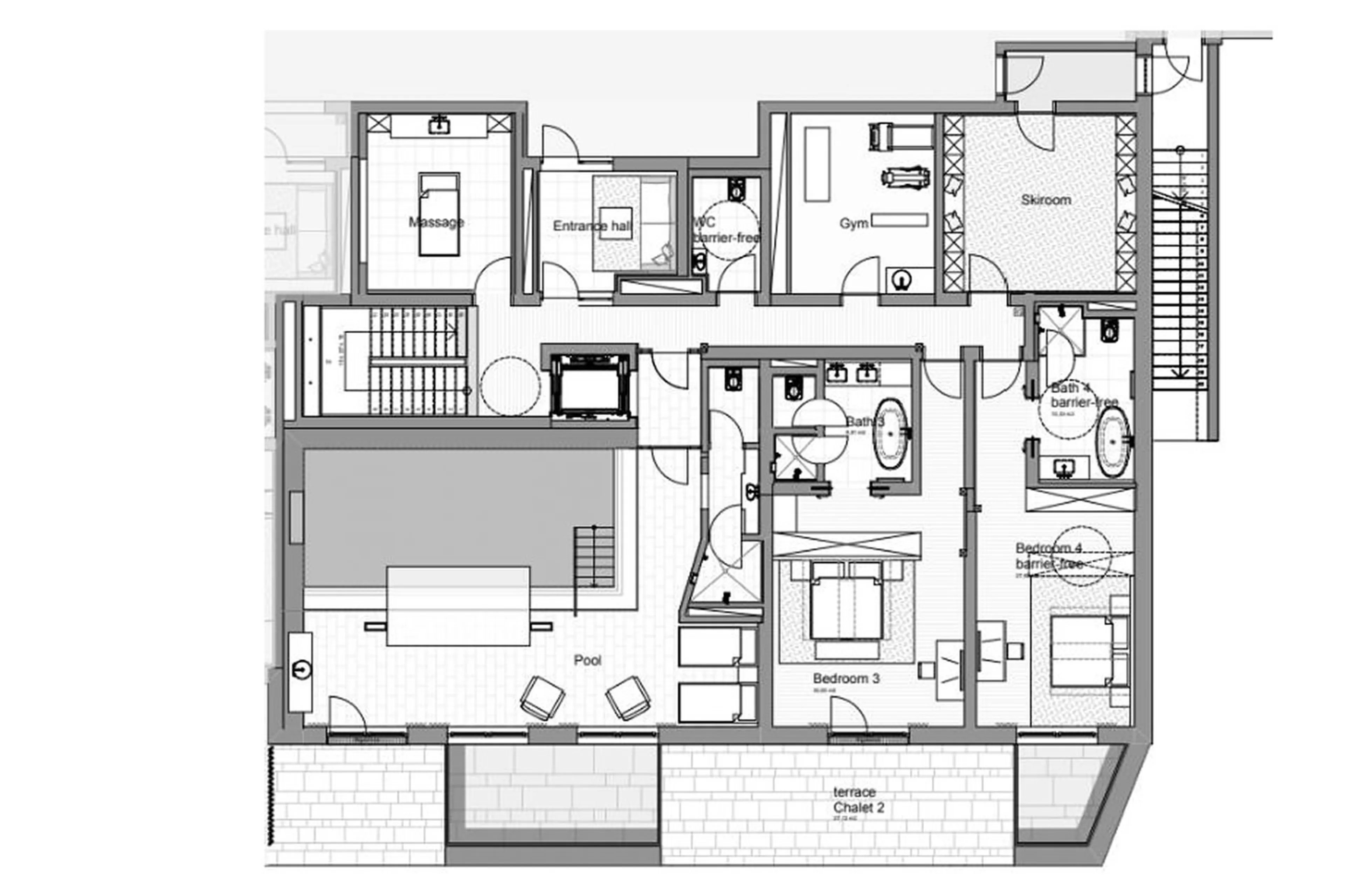 Level 0 floor plan at Chalet Arula 2 in Lech