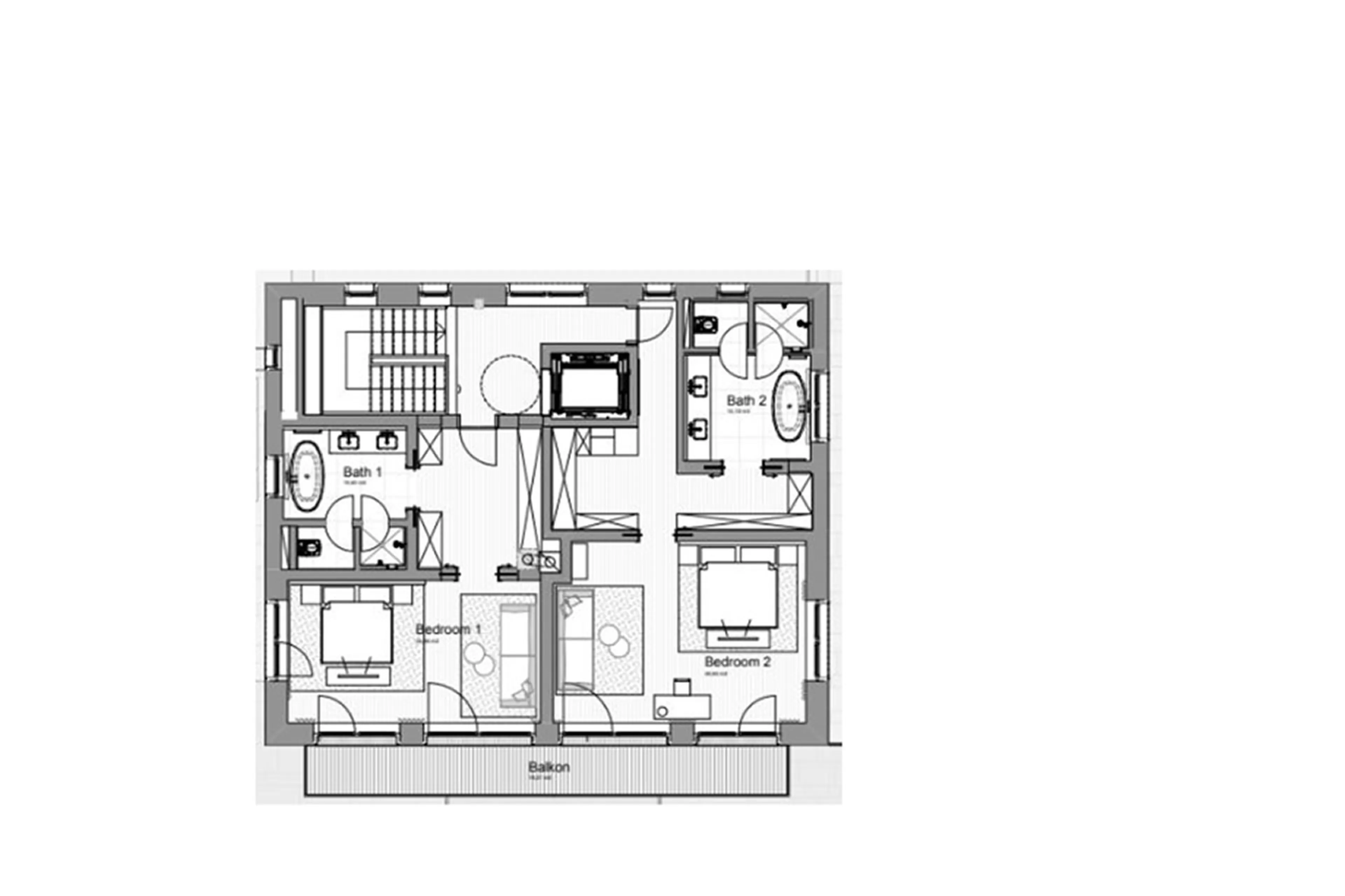 Level 2 floor plan at Chalet Arula 2 in Lech