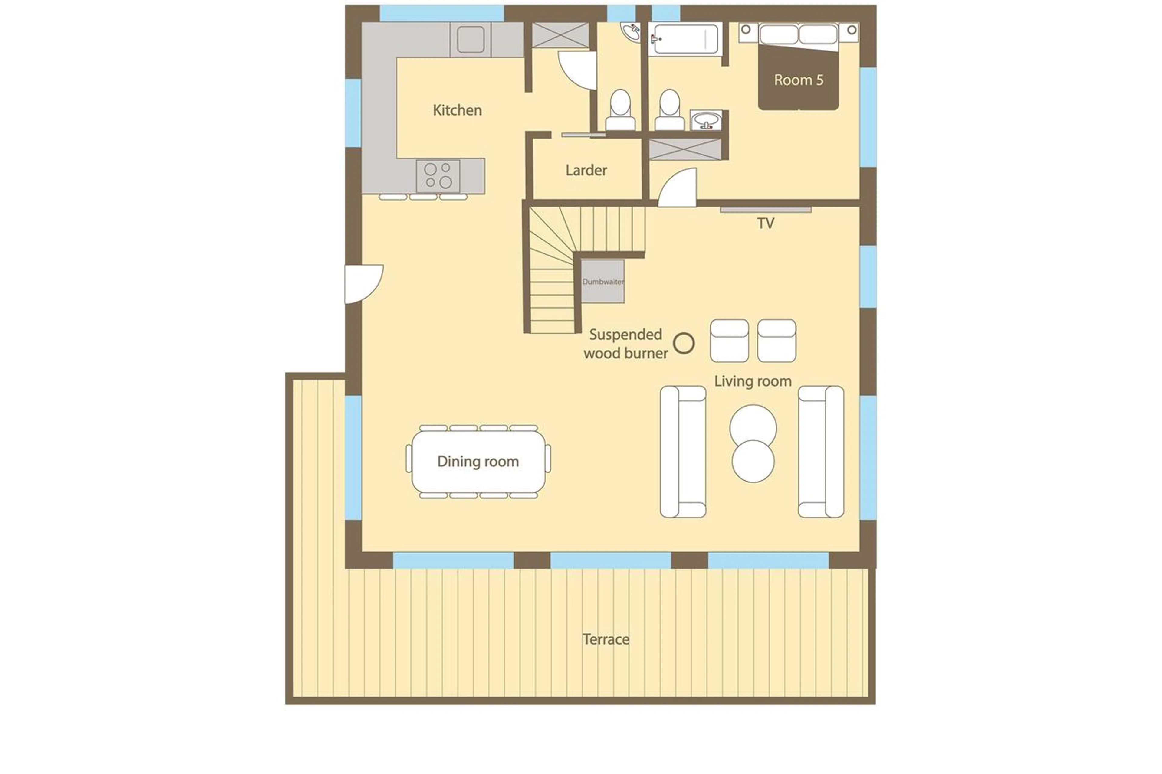 Level 2 floor plan of Chalet Asgard in Morzine