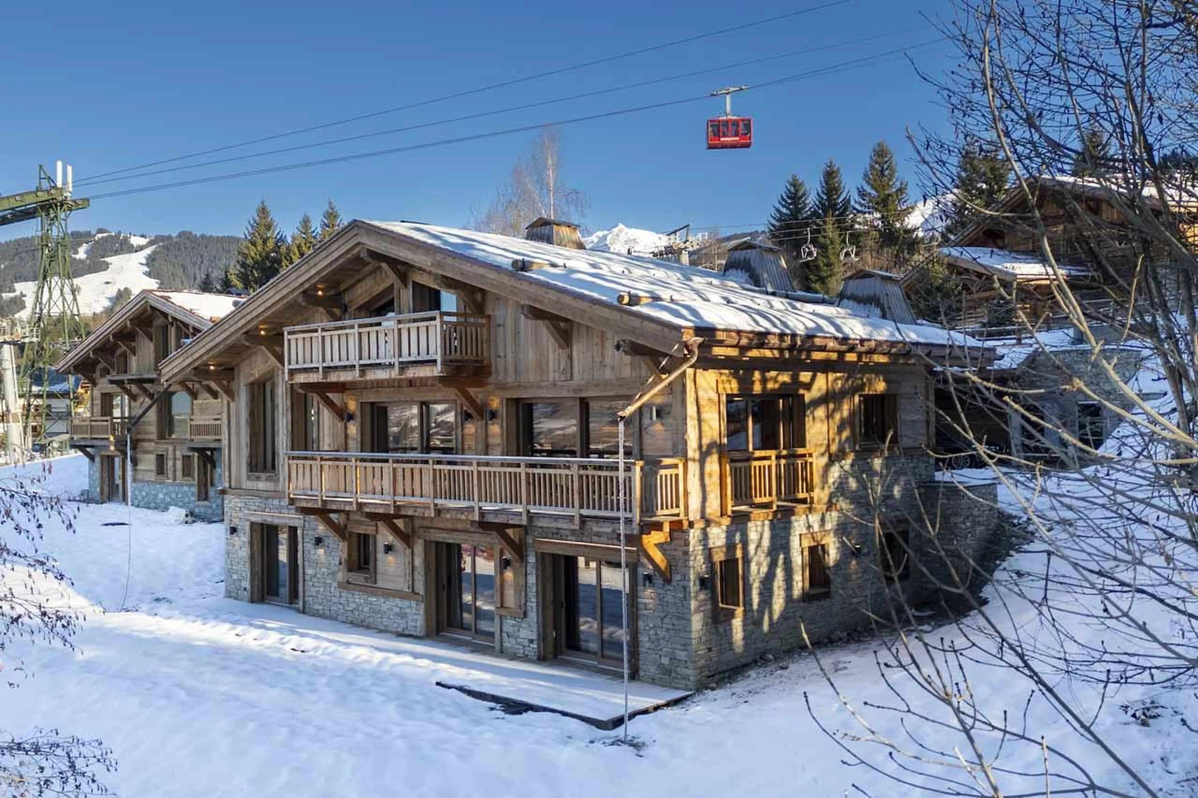Exterior of Chalet Aspen, Megeve in the snow