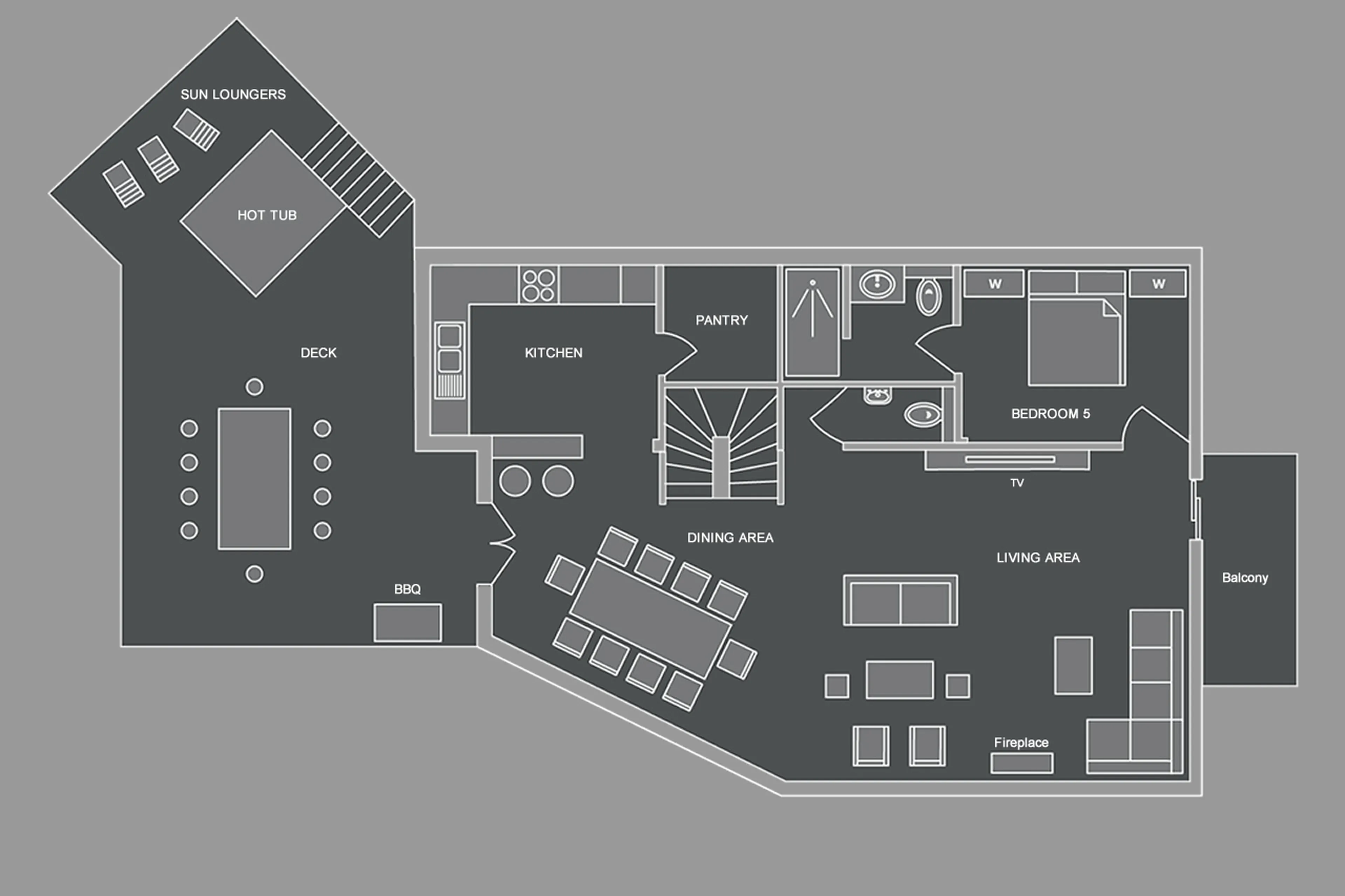 Level 1 floor plan of Chalet Aubois in Morzine